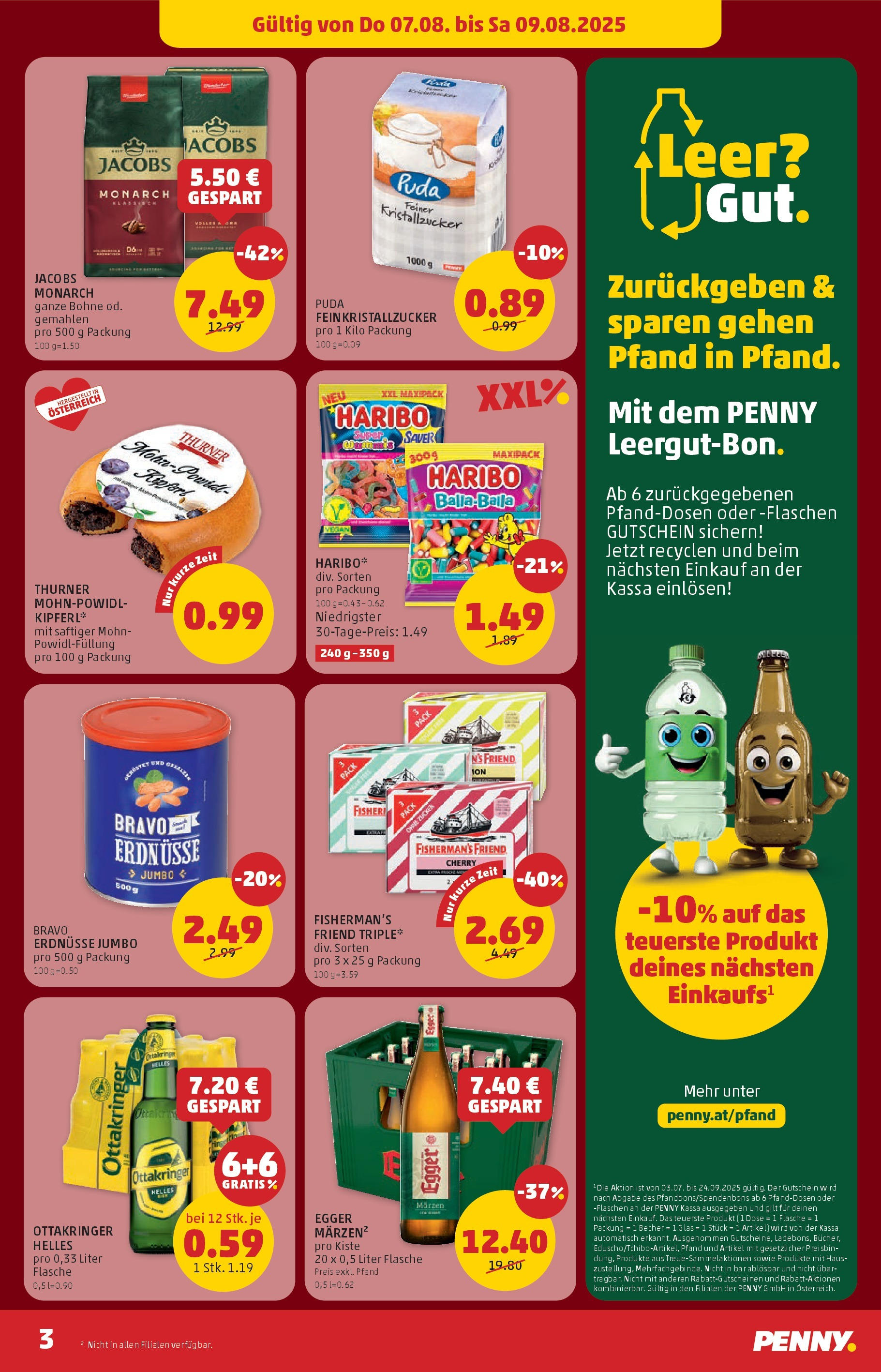 Penny Markt Flugblatt ab (07.08.2025) || Angebote, Prospekt | Seite: 3 | Produkte: Zucker, Папионка Penny Markt Flugblatt ab (07.08.2025) - Angebote, Prospekt | Seite: 3 | Produkte: Zucker, Папионка