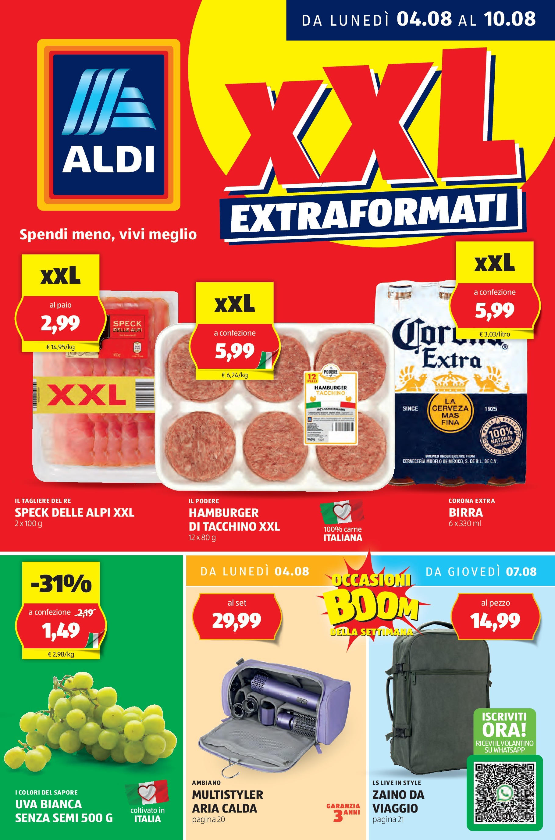 Nuovo Aldi - XXL dal 03/08/2025 > offerte anteprima 🛍️ | Pagina: 1 | Prodotti: Speck, Birra, Tacchino, Tagliere