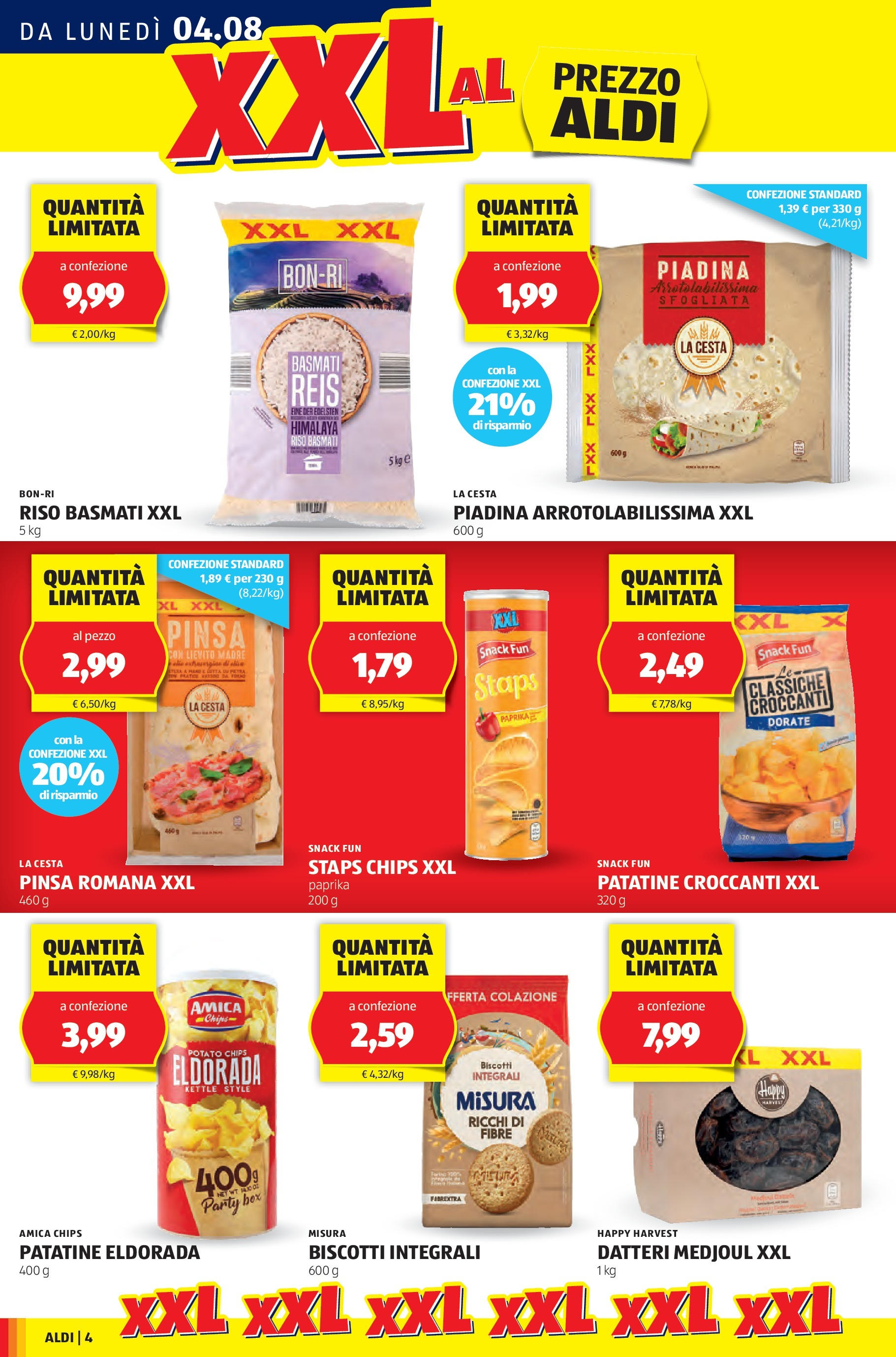 Nuovo Aldi - XXL dal 03/08/2025 > offerte anteprima 🛍️ | Pagina: 4 | Prodotti: Pizza, Patatine, Biscotti, Piadina