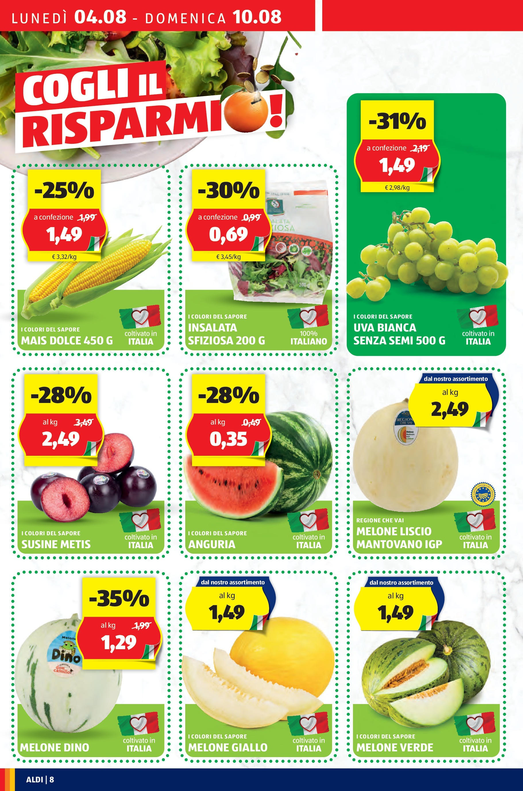 Nuovo Aldi - XXL dal 03/08/2025 > offerte anteprima 🛍️ | Pagina: 8 | Prodotti: Insalata, Anguria, Melone, Susine