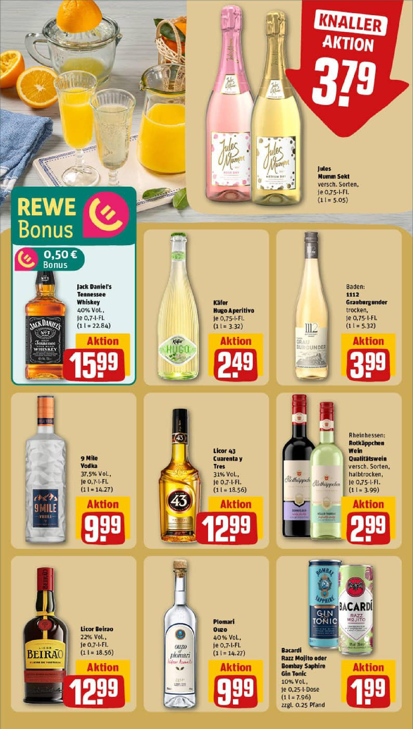 REWE Prospekt ab 03.08.2025 zum Blättern » Angebote | Seite: 17 | Produkte: Ouzo, Jules mumm, Wein, Whiskey