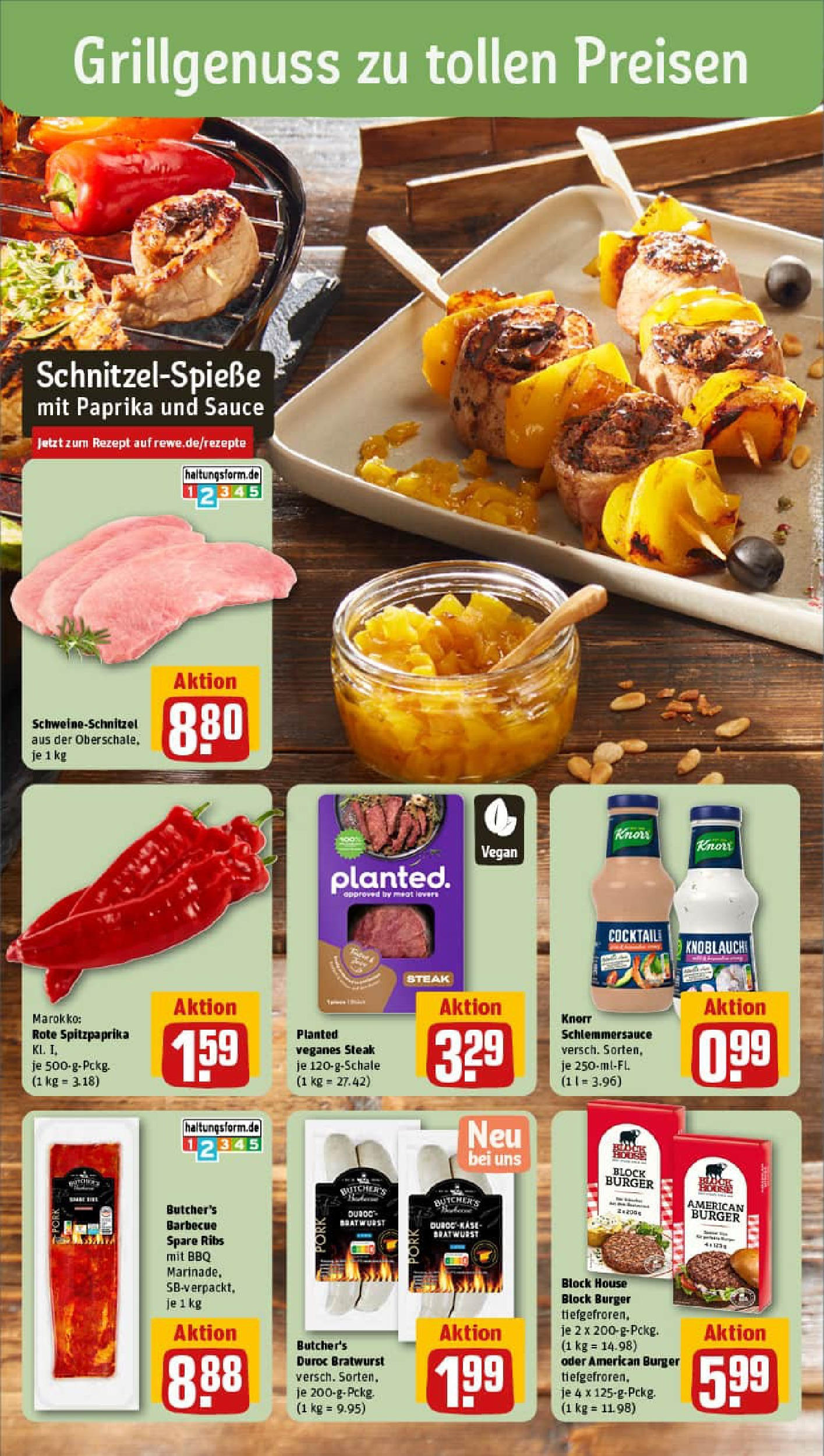REWE Prospekt ab 03.08.2025 zum Blättern » Angebote | Seite: 4 | Produkte: Burger, Paprika, Wurst, Steak