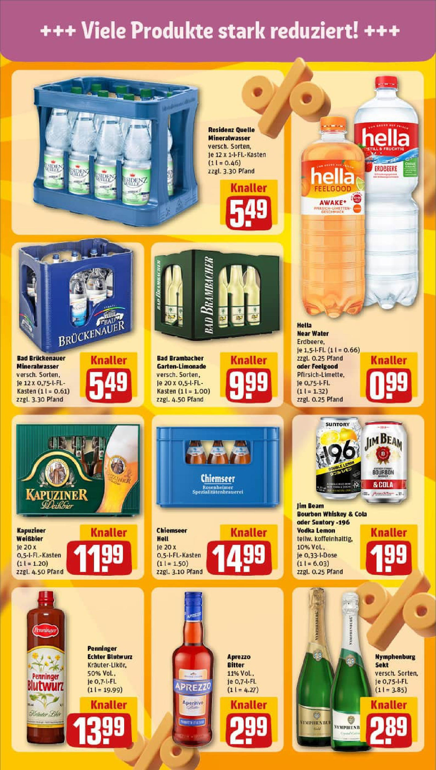 REWE Prospekt ab 03.08.2025 zum Blättern » Angebote | Seite: 19 | Produkte: Mineralwasser, Vodka, Bourbon, Whiskey REWE Prospekt ab 03.08.2025 zum Blättern » Angebote | Seite: 19 | Produkte: Mineralwasser, Vodka, Bourbon, Whiskey