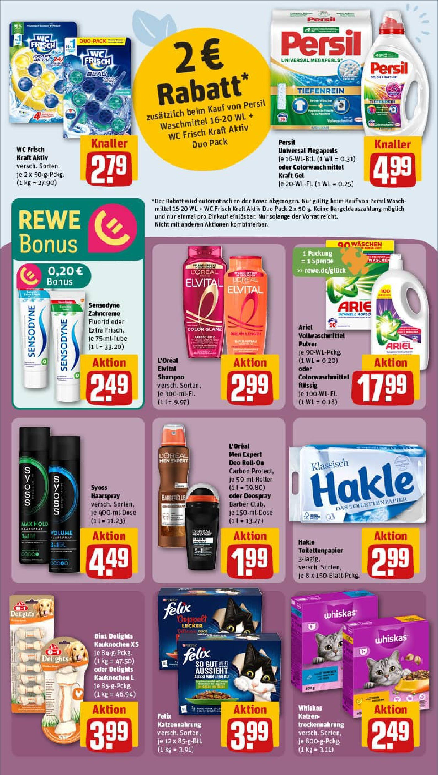 REWE Prospekt ab 03.08.2025 zum Blättern » Angebote | Seite: 20 | Produkte: Ariel, Haarspray, Wc frisch, Toilettenpapier