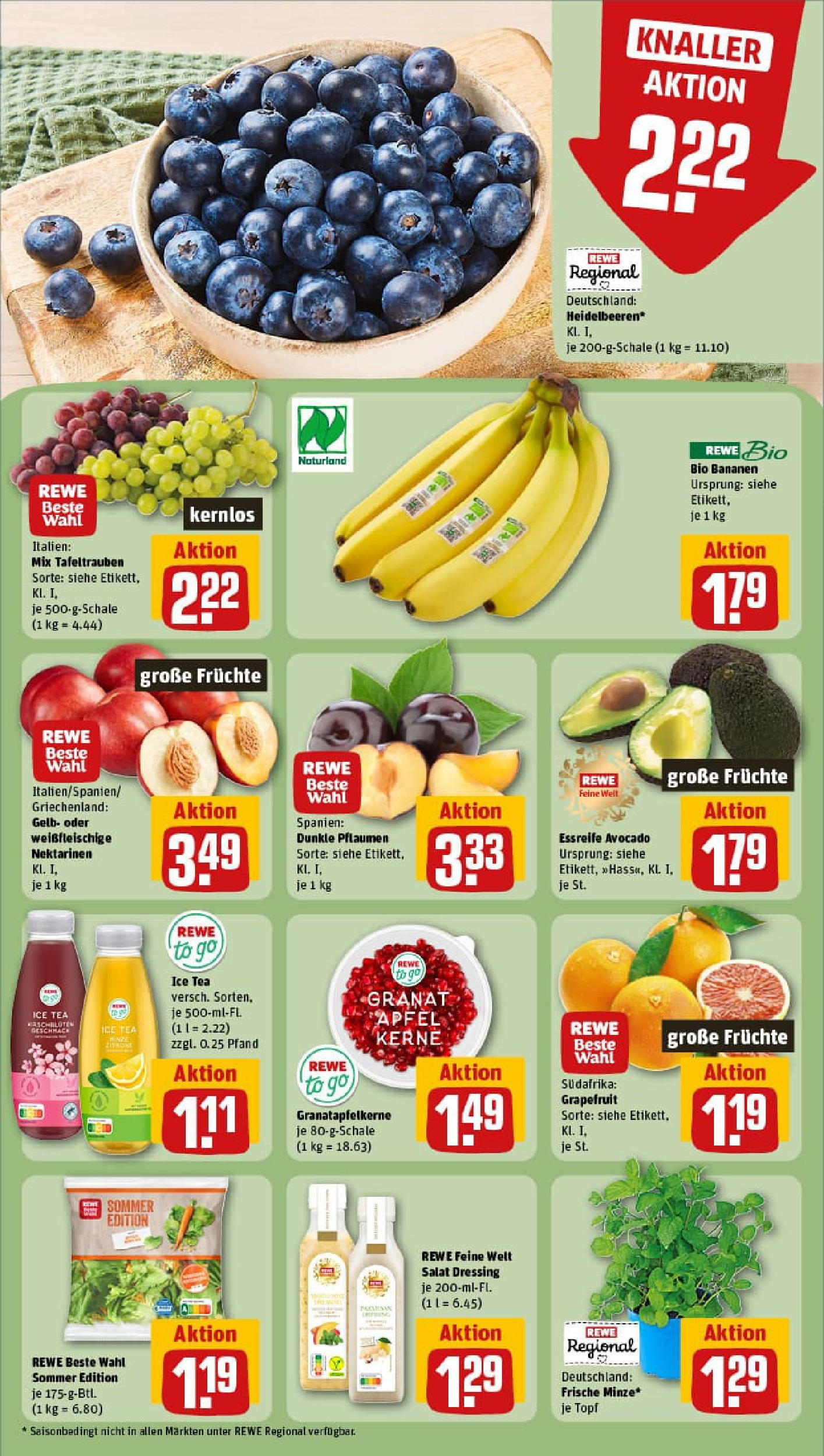 REWE Prospekt ab 03.08.2025 zum Blättern » Angebote | Seite: 6 | Produkte: Pflaumen, Nektarinen, Grapefruit, Salat
