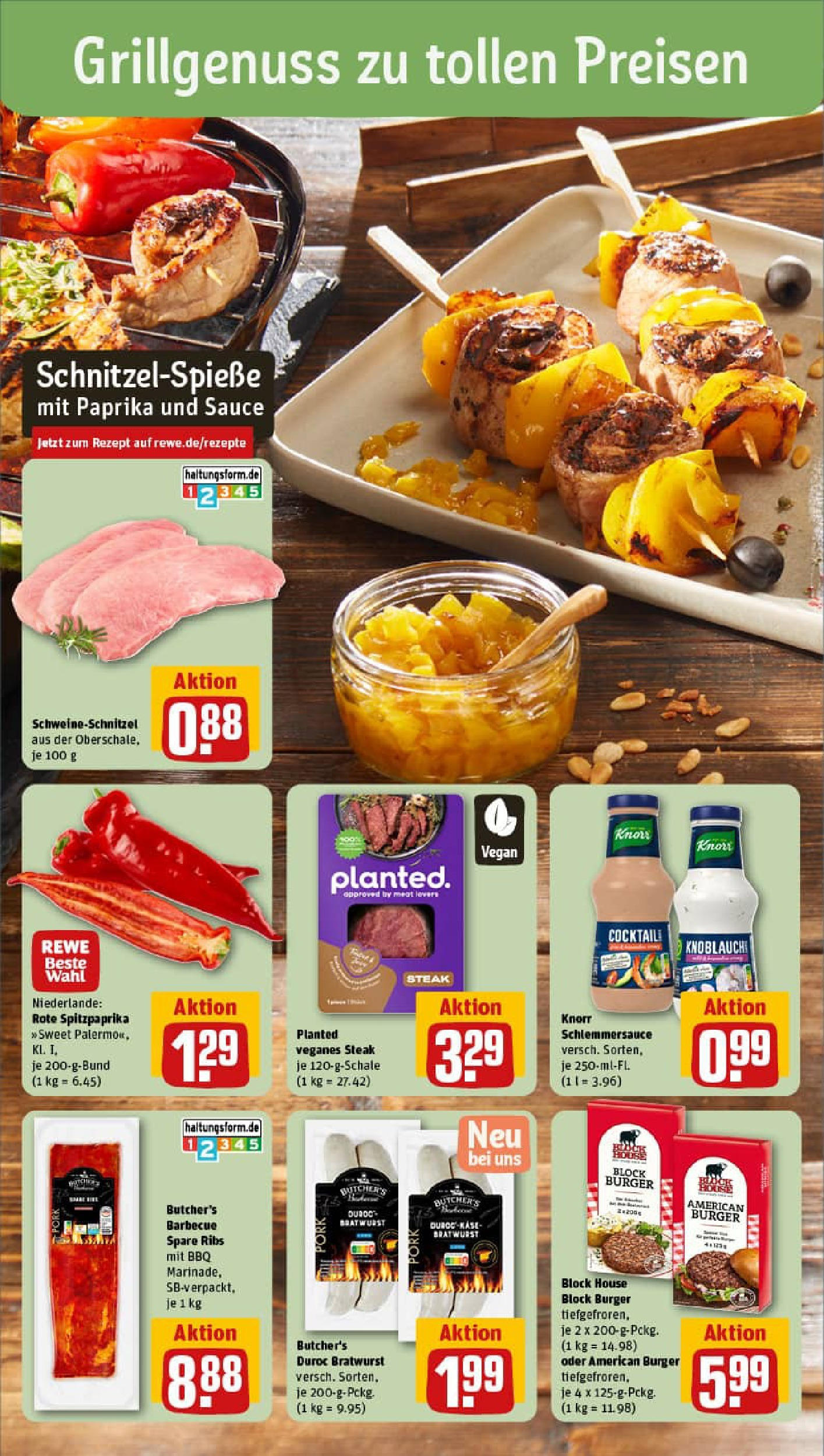 REWE Prospekt ab 03.08.2025 zum Blättern » Angebote | Seite: 4 | Produkte: Spare ribs, Burger, Paprika, Wurst