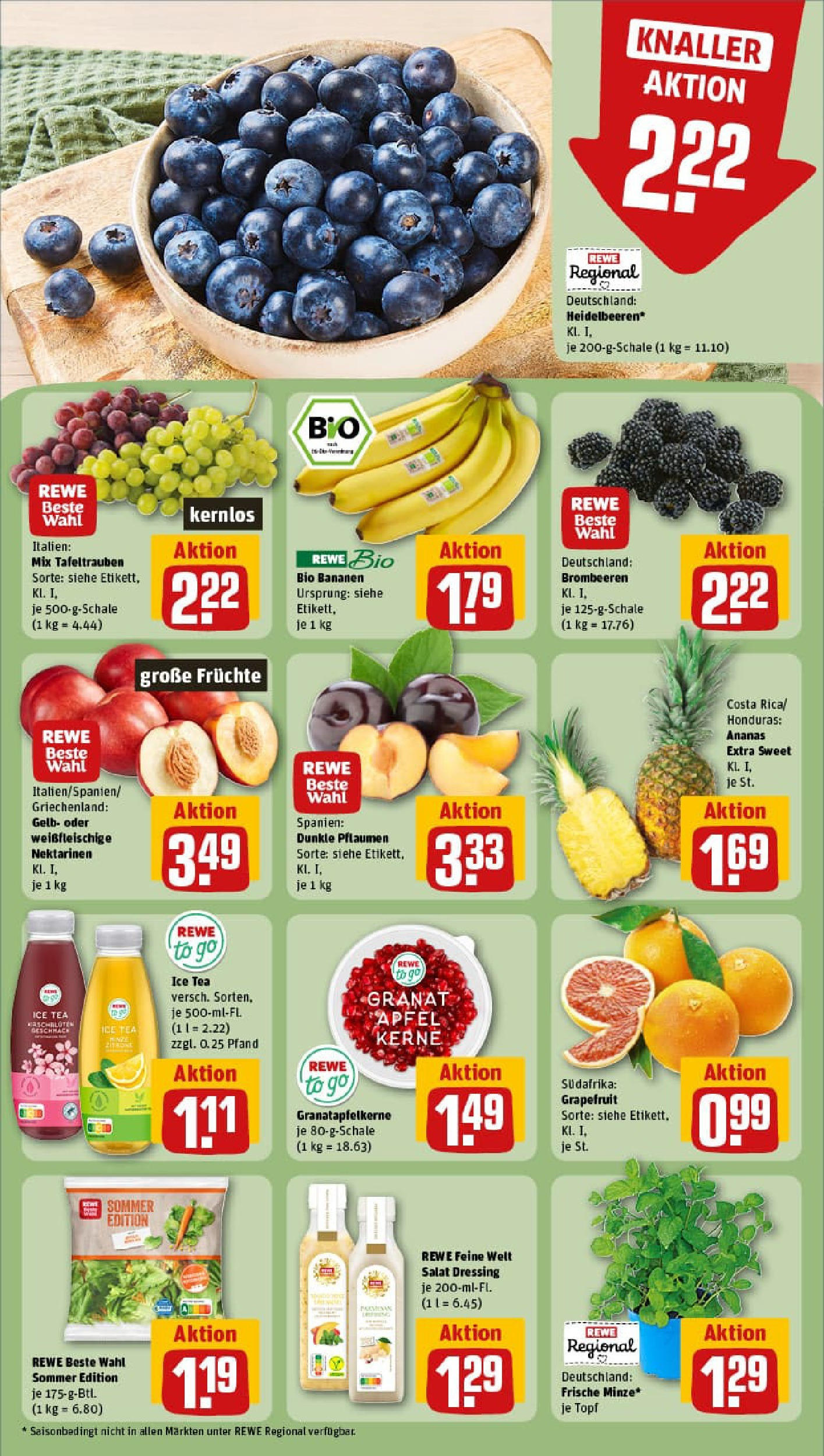 REWE Prospekt ab 03.08.2025 zum Blättern » Angebote | Seite: 6 | Produkte: Pflaumen, Nektarinen, Bananen, Grapefruit
