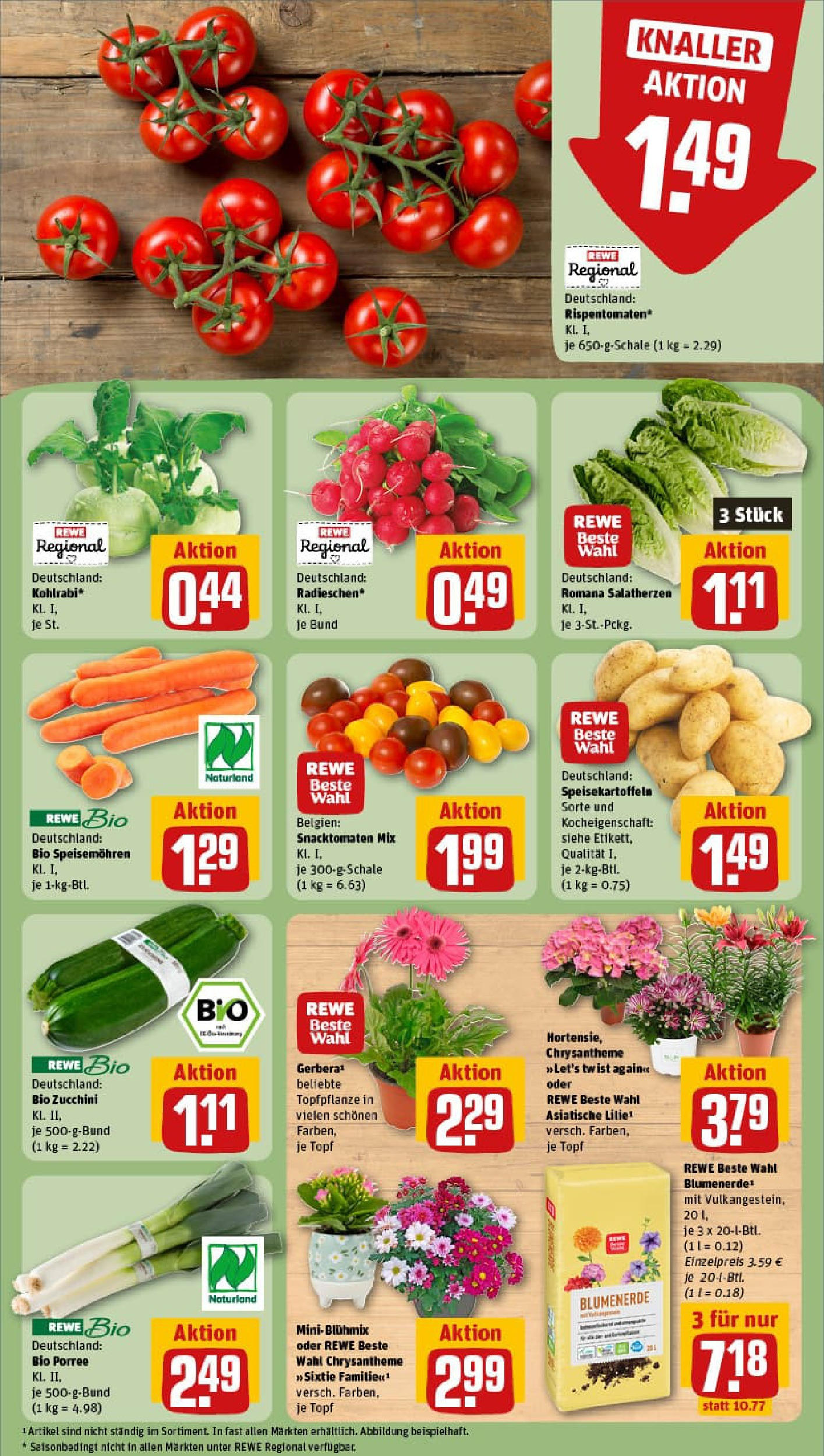 REWE Prospekt ab 03.08.2025 zum Blättern » Angebote | Seite: 7 | Produkte: Kohlrabi, Blumenerde, Zucchini