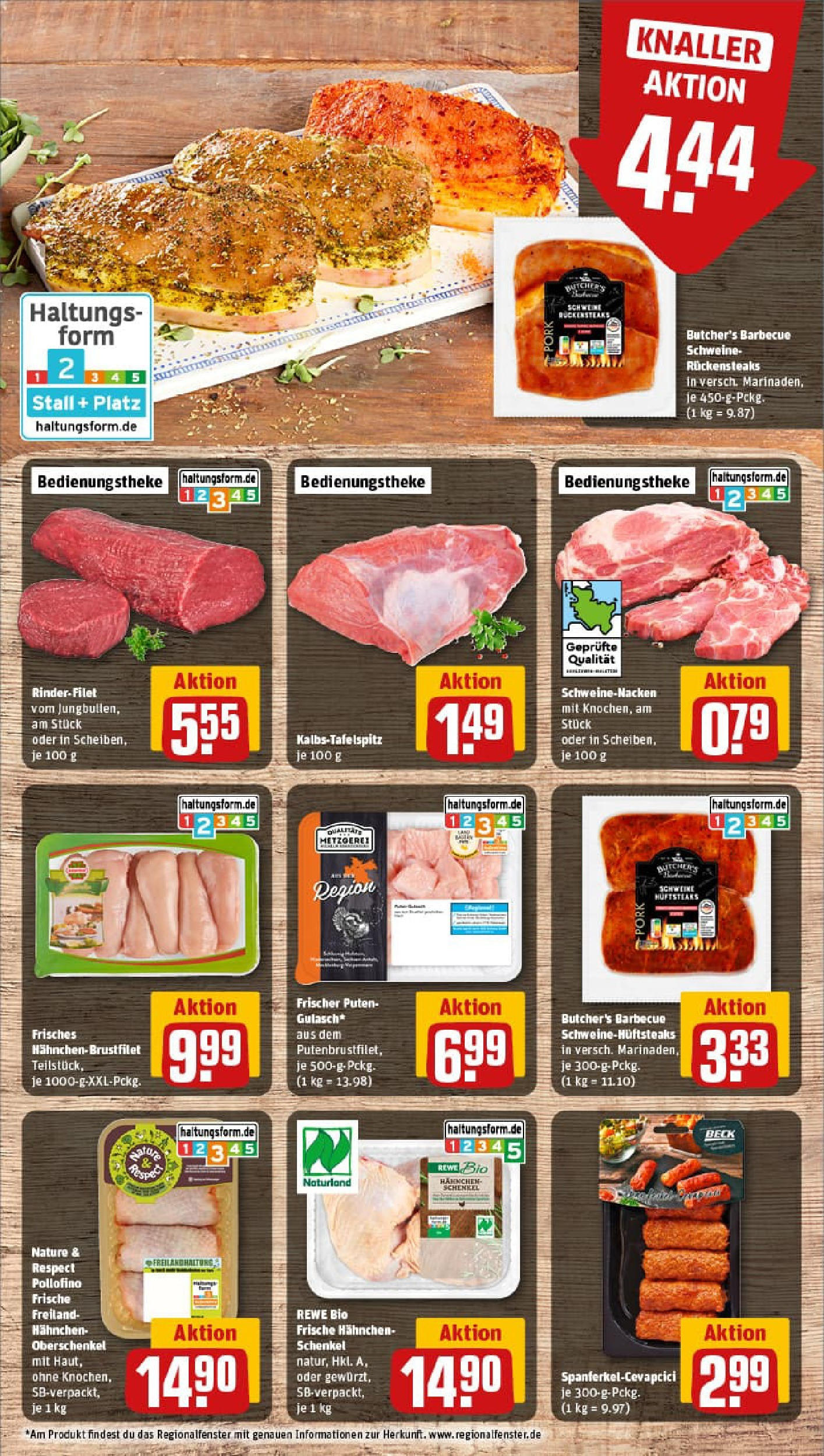 REWE Prospekt ab 03.08.2025 zum Blättern » Angebote | Seite: 8 | Produkte: Hahnchen, Rinderfilet, Schweinenacken