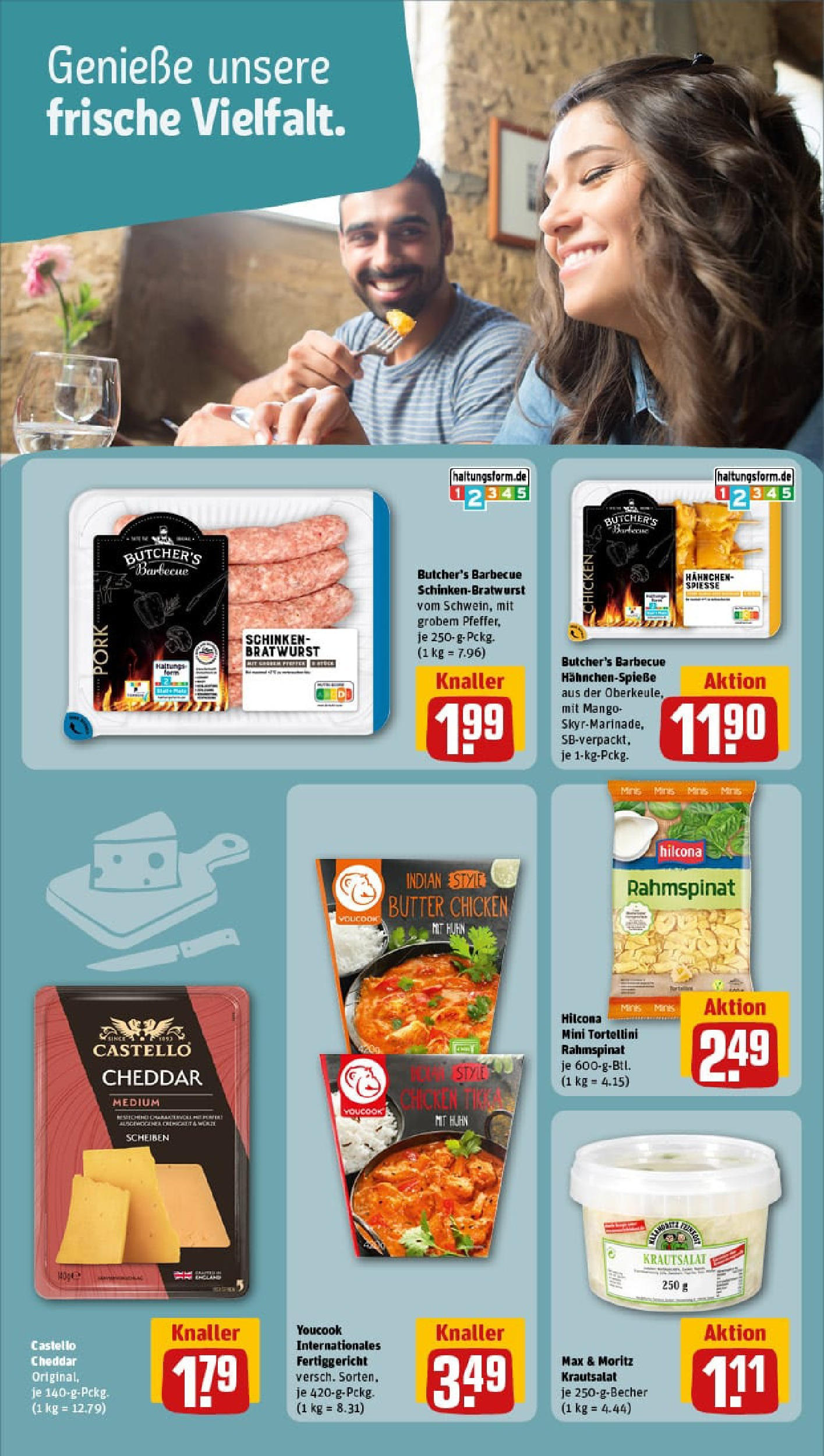 REWE Prospekt ab 03.08.2025 zum Blättern » Angebote | Seite: 15 | Produkte: Hahnchen, Youcook, Spieße, Schinken