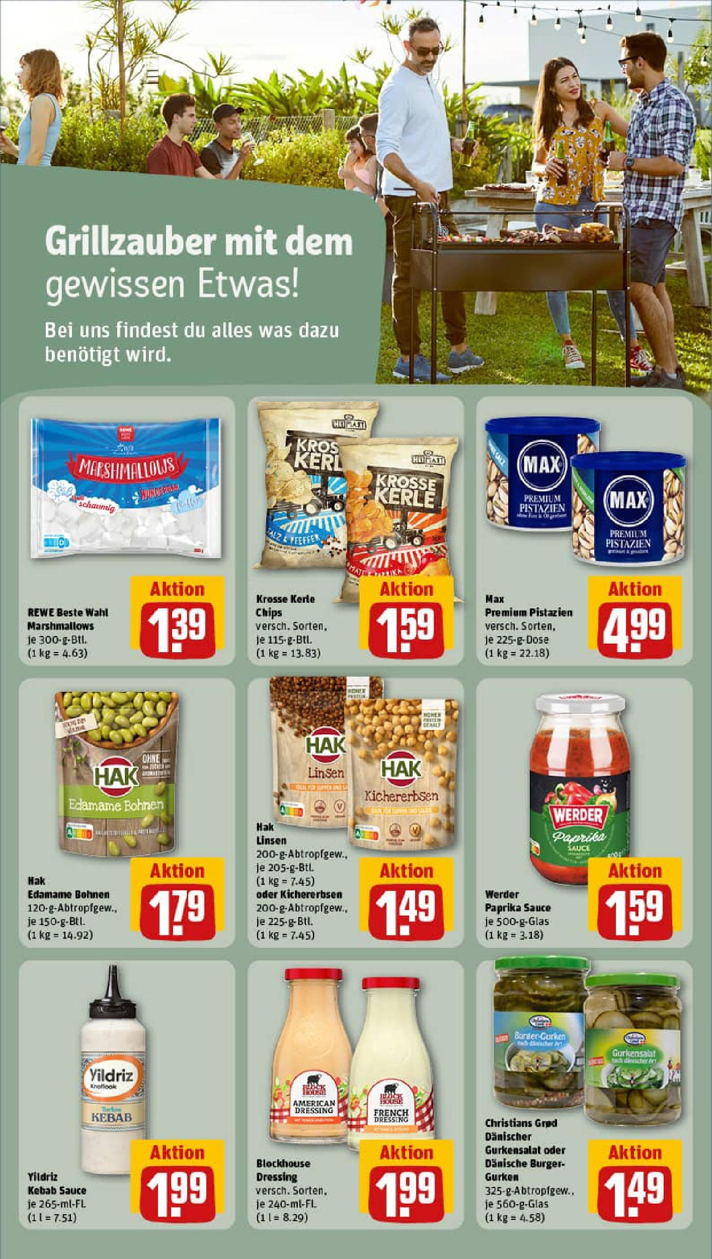 REWE Prospekt ab 03.08.2025 zum Blättern » Angebote | Seite: 16 | Produkte: Burger, Paprika, Chips, Gurken