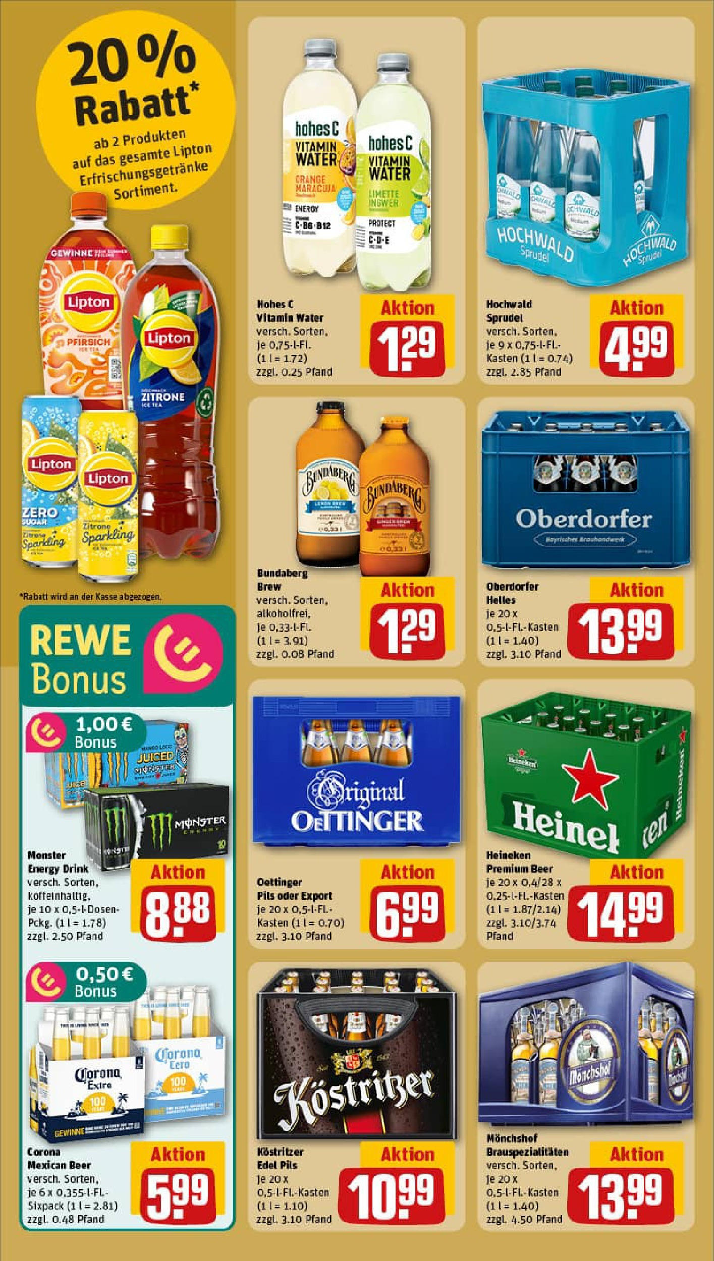 REWE Prospekt ab 03.08.2025 zum Blättern » Angebote | Seite: 20 | Produkte: Pils, Oettinger, Monster, Zitrone