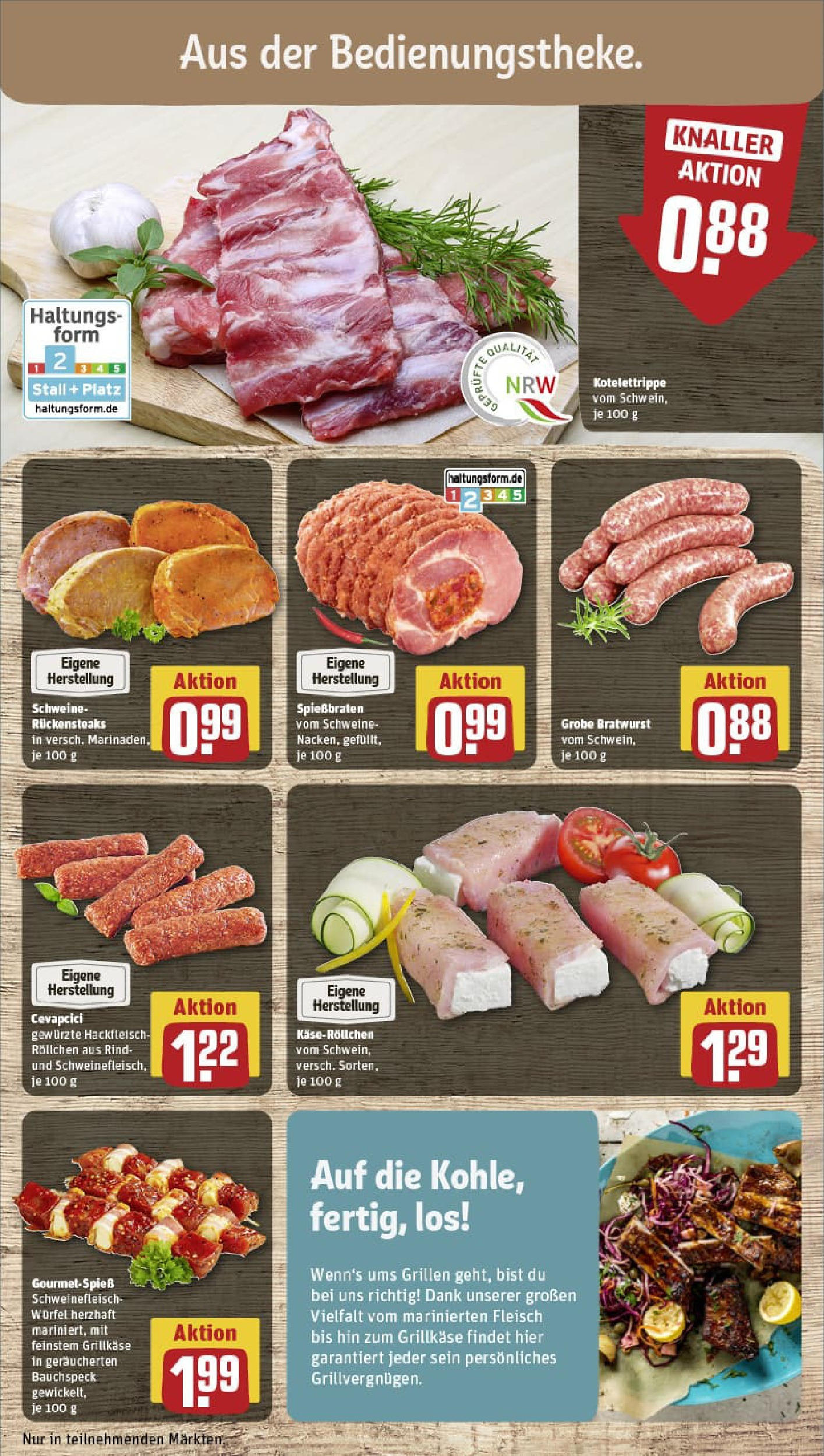 REWE Prospekt ab 03.08.2025 zum Blättern » Angebote | Seite: 10 | Produkte: Bratwurst, Cevapcici, Schweinefleisch, Hackfleisch