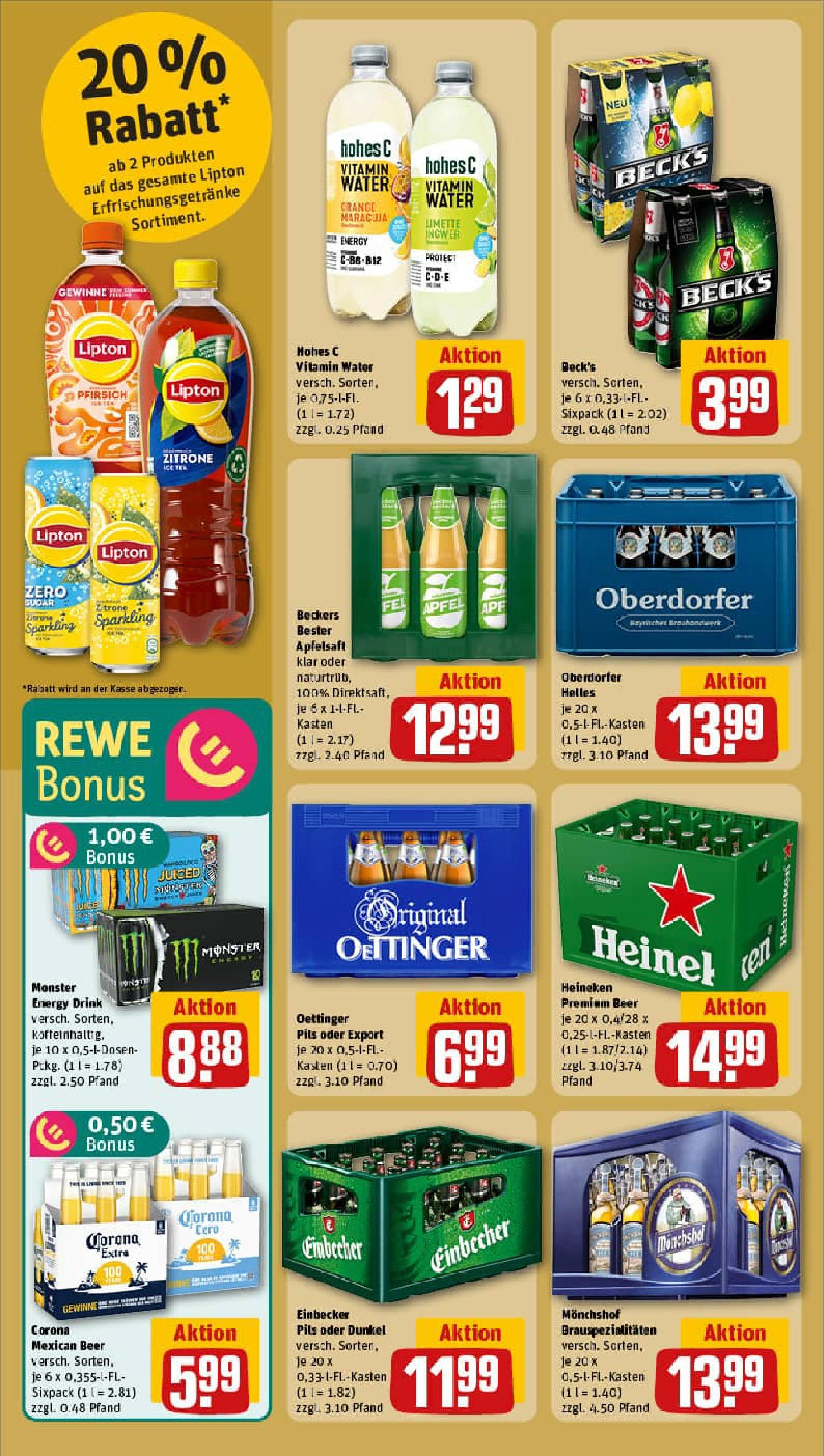 REWE Prospekt ab 03.08.2025 zum Blättern » Angebote | Seite: 20 | Produkte: Monchshof, Energy, Oettinger, Apple