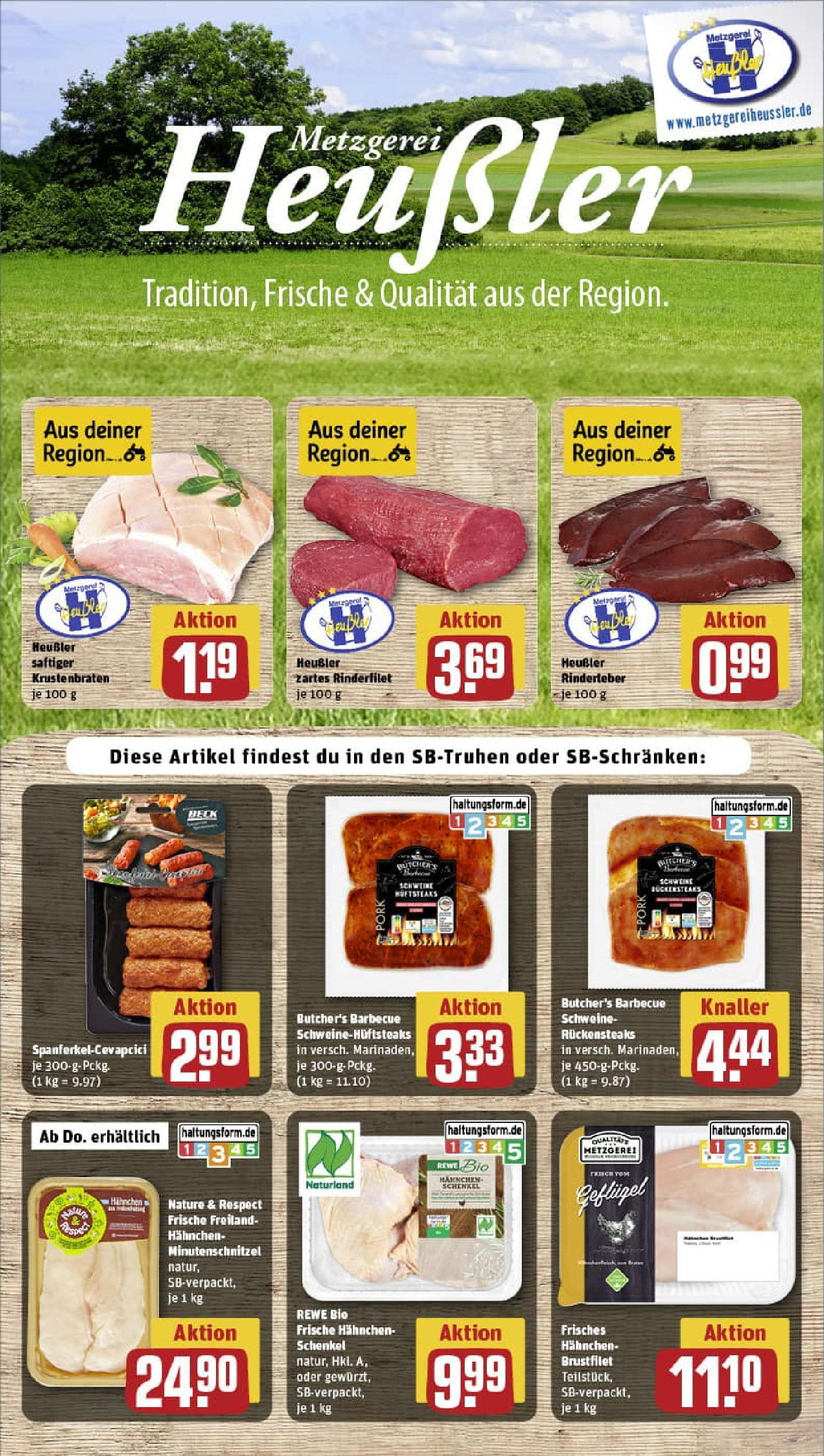 REWE Prospekt ab 03.08.2025 zum Blättern » Angebote | Seite: 8 | Produkte: Hahnchen, Rinderfilet, Krustenbraten REWE Prospekt ab 03.08.2025 zum Blättern » Angebote | Seite: 8 | Produkte: Hahnchen, Rinderfilet, Krustenbraten