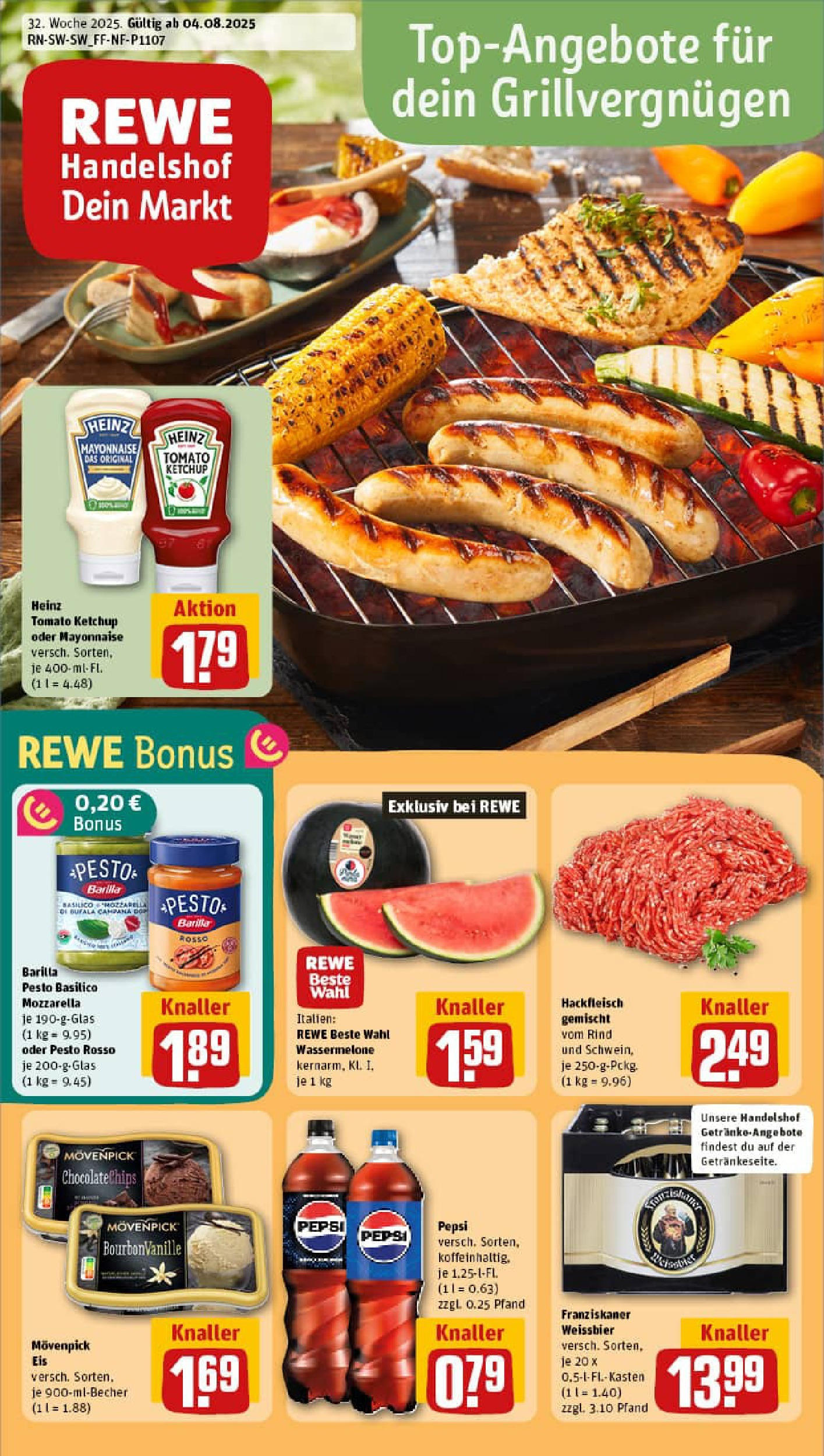 REWE Prospekt ab 03.08.2025 zum Blättern » Angebote | Seite: 1 | Produkte: Weißbier, Mozzarella, Movenpick eis, Wassermelone REWE Prospekt ab 03.08.2025 zum Blättern » Angebote | Seite: 1 | Produkte: Weißbier, Mozzarella, Movenpick eis, Wassermelone