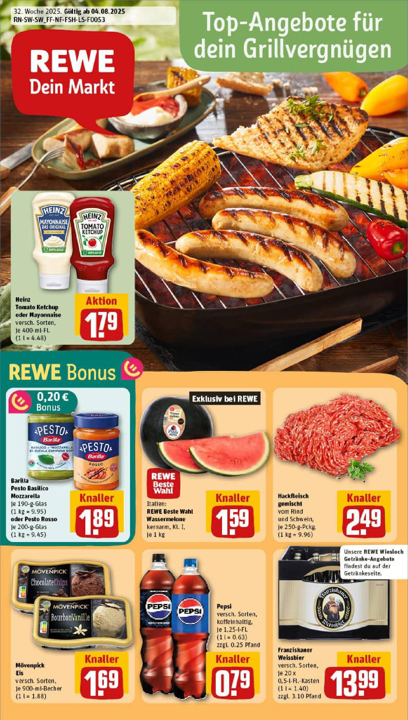 REWE Prospekt ab 03.08.2025 zum Blättern » Angebote | Seite: 1 | Produkte: Movenpick eis, Ketchup, Eis, Hackfleisch REWE Prospekt ab 03.08.2025 zum Blättern » Angebote | Seite: 1 | Produkte: Movenpick eis, Ketchup, Eis, Hackfleisch