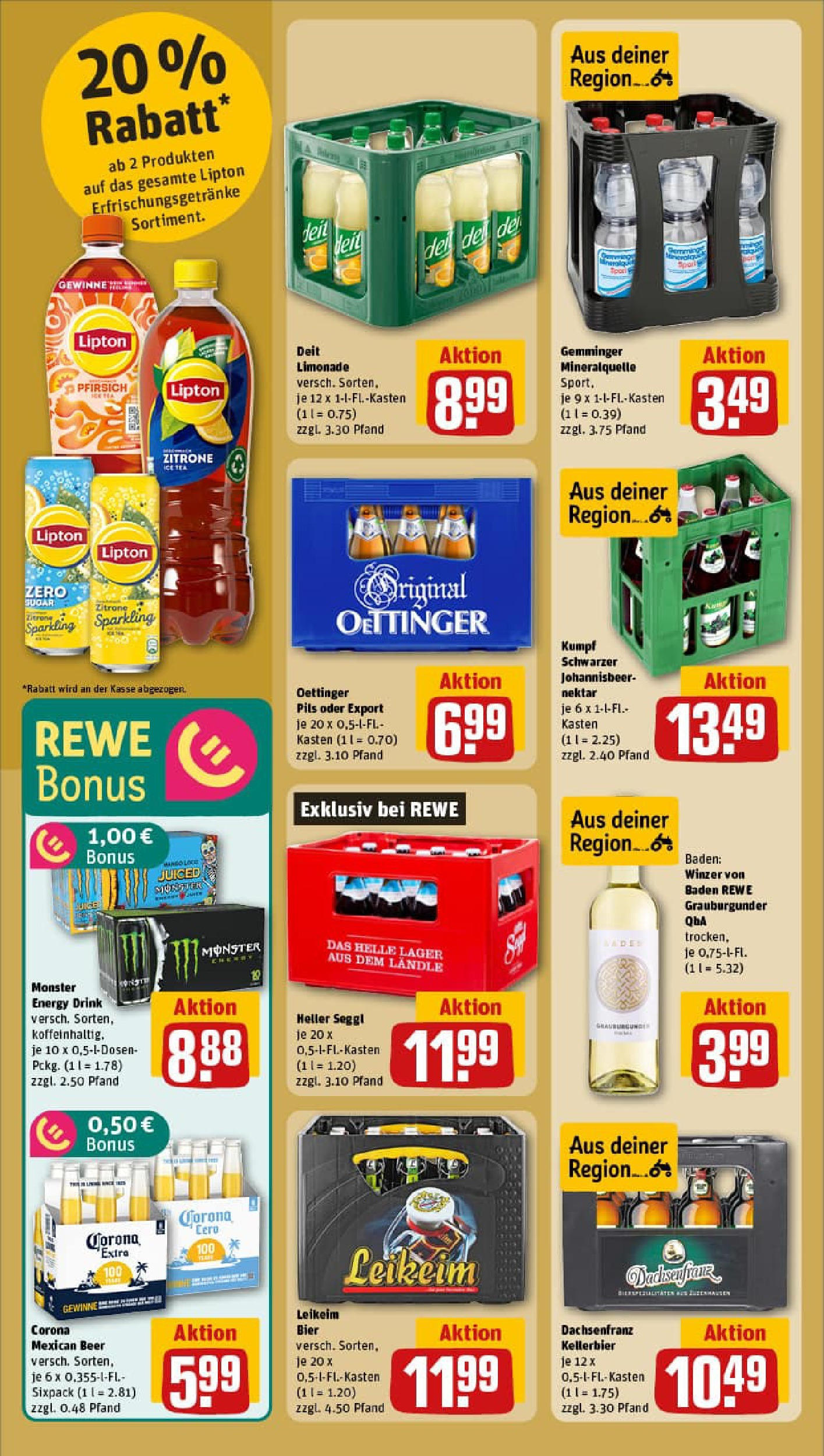 REWE Prospekt ab 03.08.2025 zum Blättern » Angebote | Seite: 14 | Produkte: Energy, Limonade, Monster, Zitrone REWE Prospekt ab 03.08.2025 zum Blättern » Angebote | Seite: 14 | Produkte: Energy, Limonade, Monster, Zitrone