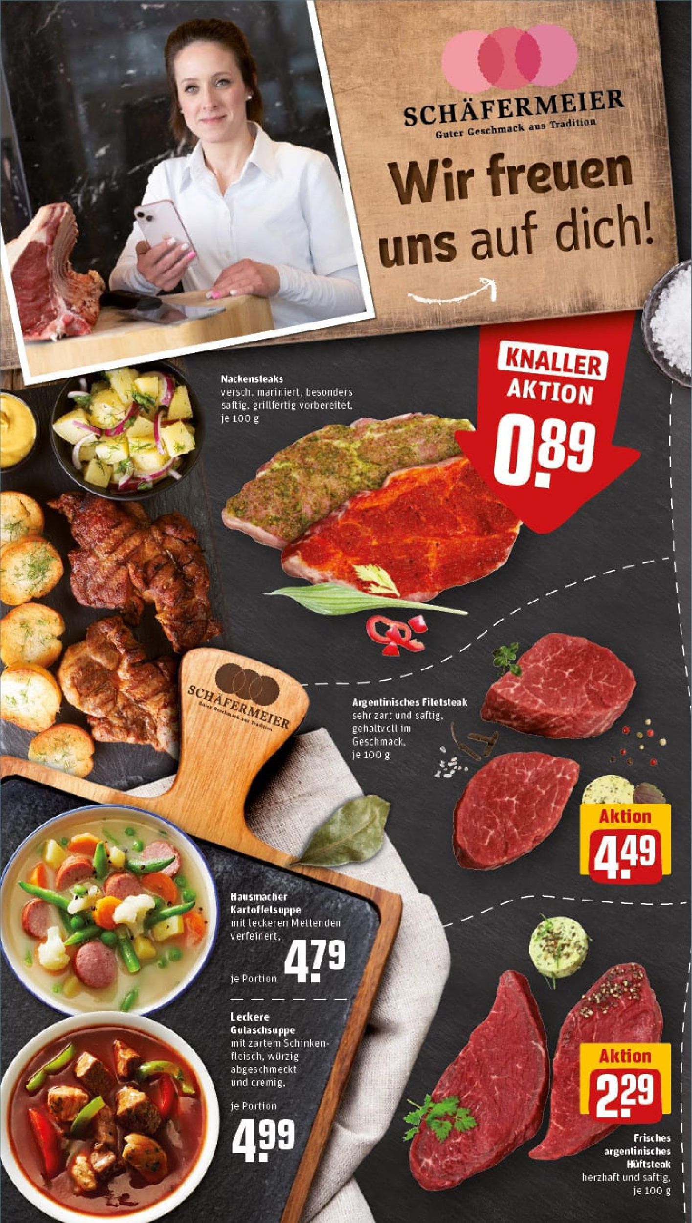 REWE Prospekt ab 03.08.2025 zum Blättern » Angebote | Seite: 6 | Produkte: Nackensteaks, Schinken, Steak REWE Prospekt ab 03.08.2025 zum Blättern » Angebote | Seite: 6 | Produkte: Nackensteaks, Schinken, Steak