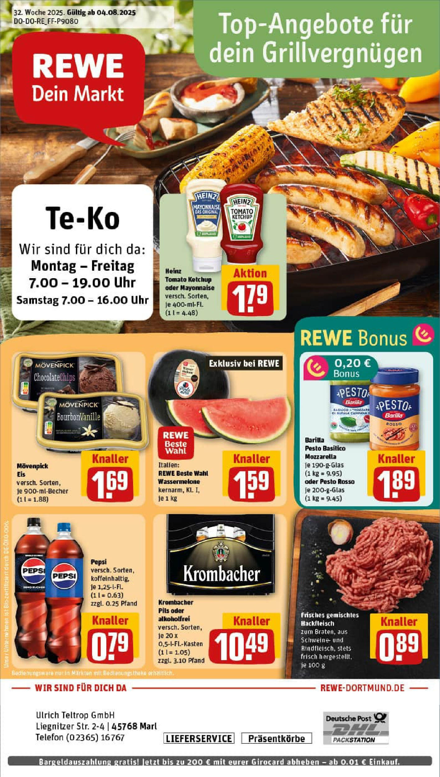 REWE Prospekt ab 03.08.2025 zum Blättern » Angebote | Seite: 1 | Produkte: Barilla, Pils, Pepsi, Ketchup REWE Prospekt ab 03.08.2025 zum Blättern » Angebote | Seite: 1 | Produkte: Barilla, Pils, Pepsi, Ketchup