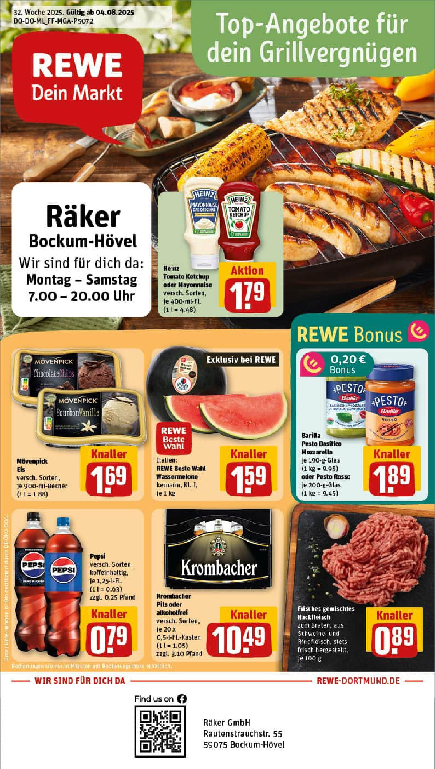 REWE Prospekt ab 03.08.2025 zum Blättern » Angebote | Seite: 1 | Produkte: Mozzarella, Barilla pesto, Mayonnaise, Ketchup
