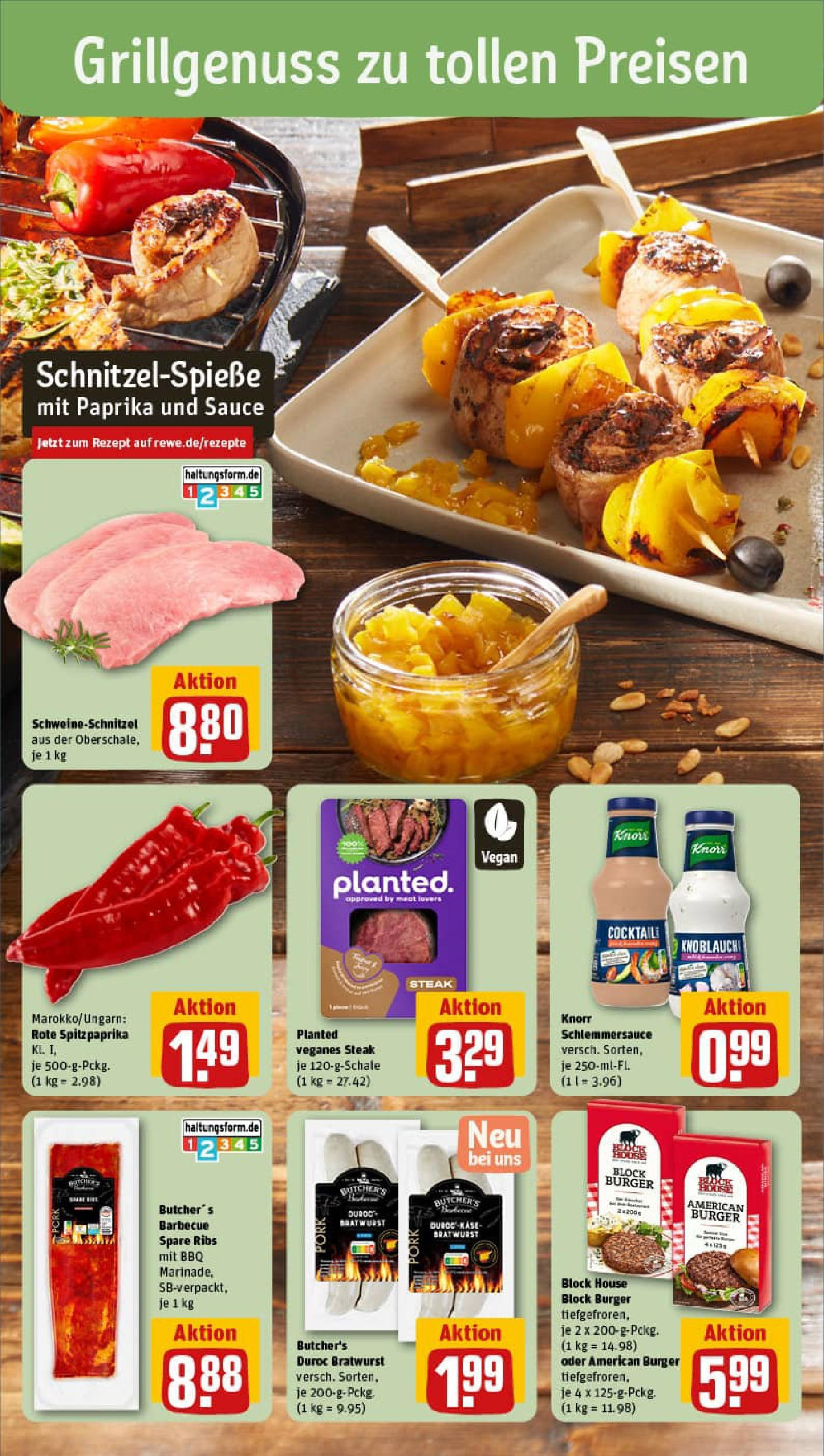 REWE Prospekt ab 03.08.2025 zum Blättern » Angebote | Seite: 4 | Produkte: Spare ribs, Burger, Wurst, Steak REWE Prospekt ab 03.08.2025 zum Blättern » Angebote | Seite: 4 | Produkte: Spare ribs, Burger, Wurst, Steak