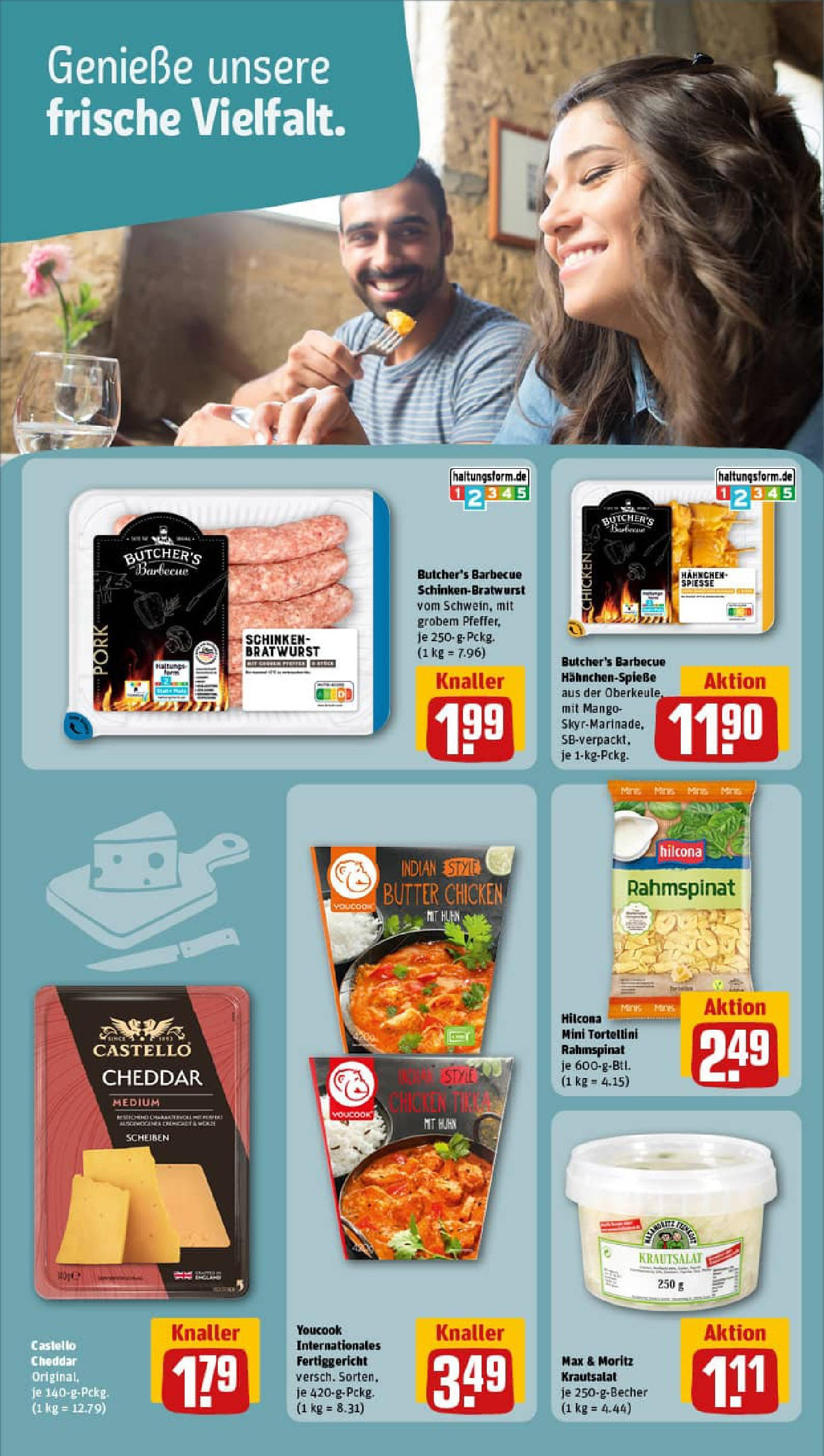 REWE Prospekt ab 03.08.2025 zum Blättern » Angebote | Seite: 13 | Produkte: Youcook, Spieße, Mango, Pasta