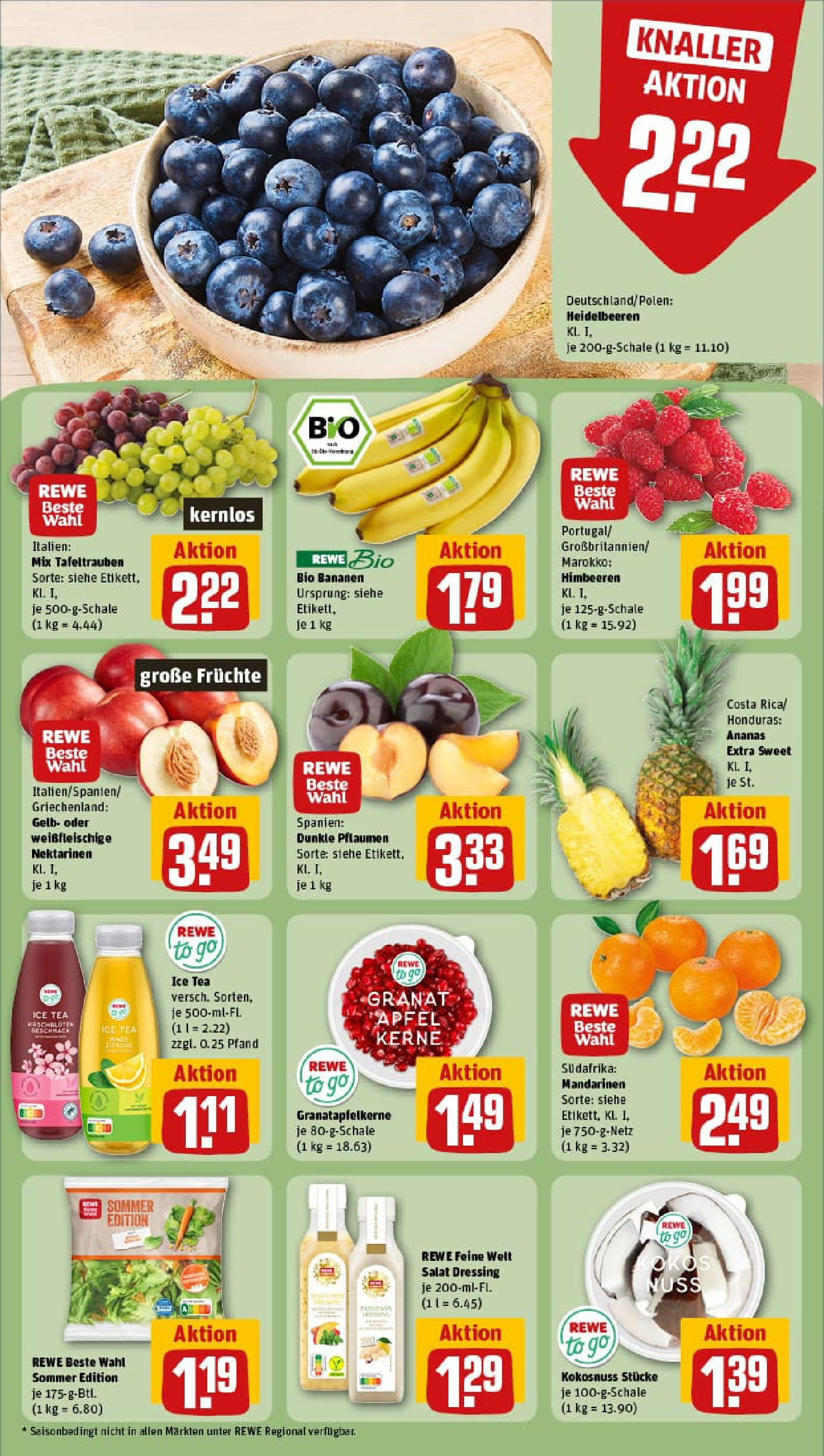 REWE Prospekt ab 03.08.2025 zum Blättern » Angebote | Seite: 8 | Produkte: Himbeeren, Nektarinen, Äpfel, Heidelbeeren