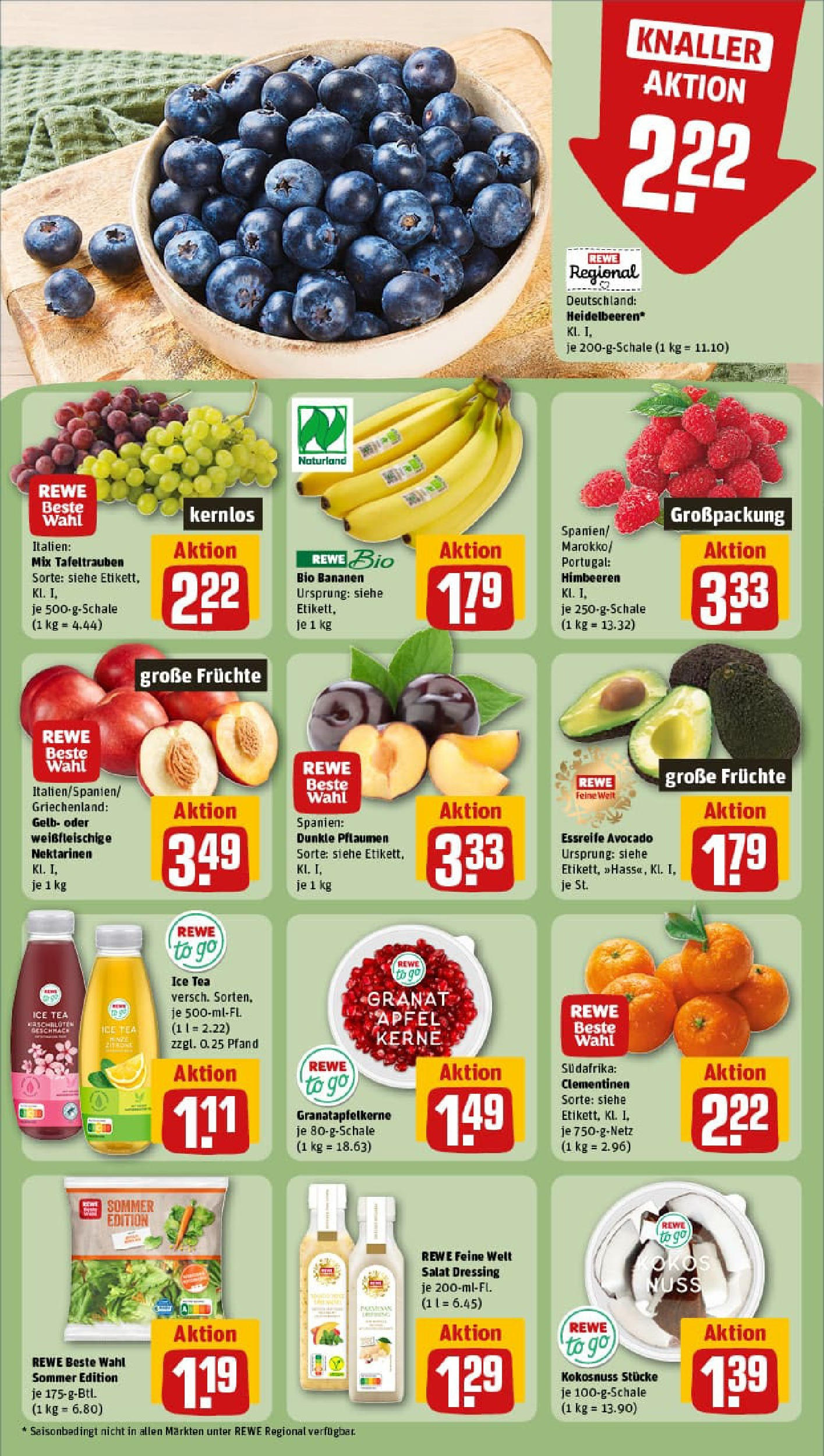 REWE Prospekt ab 03.08.2025 zum Blättern » Angebote | Seite: 6 | Produkte: Pflaumen, Nektarinen, Dressing, Salat REWE Prospekt ab 03.08.2025 zum Blättern » Angebote | Seite: 6 | Produkte: Pflaumen, Nektarinen, Dressing, Salat
