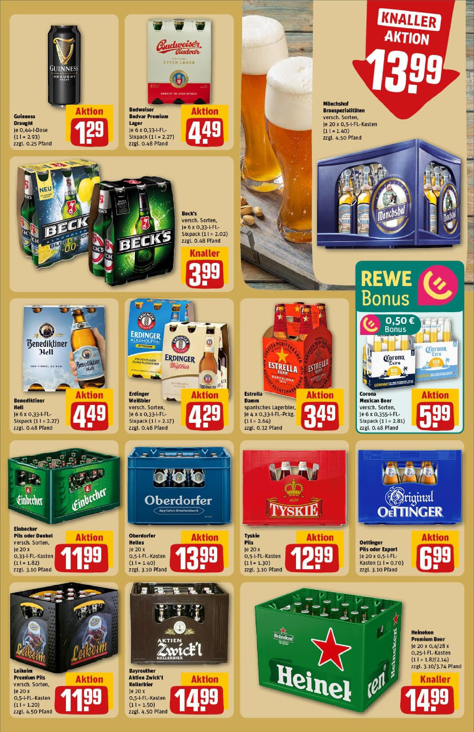 REWE Prospekt ab 03.08.2025 zum Blättern » Angebote | Seite: 21 | Produkte: Weißbier, Oettinger, Heineken, Budweiser REWE Prospekt ab 03.08.2025 zum Blättern » Angebote | Seite: 21 | Produkte: Weißbier, Oettinger, Heineken, Budweiser