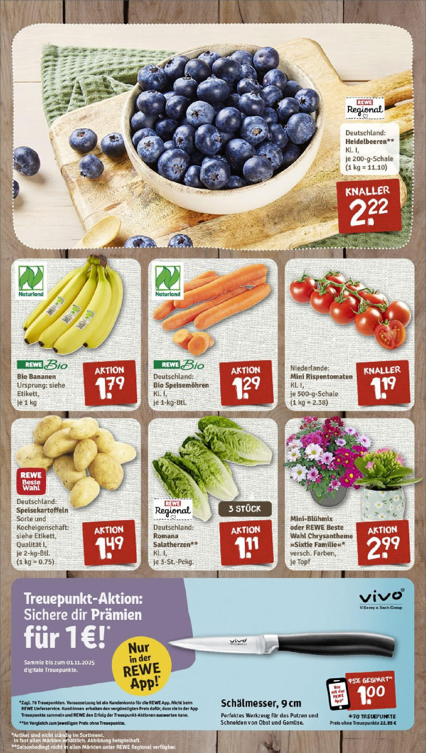 REWE Prospekt ab 03.08.2025 zum Blättern » Angebote | Seite: 3 | Produkte: Vivo, Bananen, Heidelbeeren, Obst REWE Prospekt ab 03.08.2025 zum Blättern » Angebote | Seite: 3 | Produkte: Vivo, Bananen, Heidelbeeren, Obst
