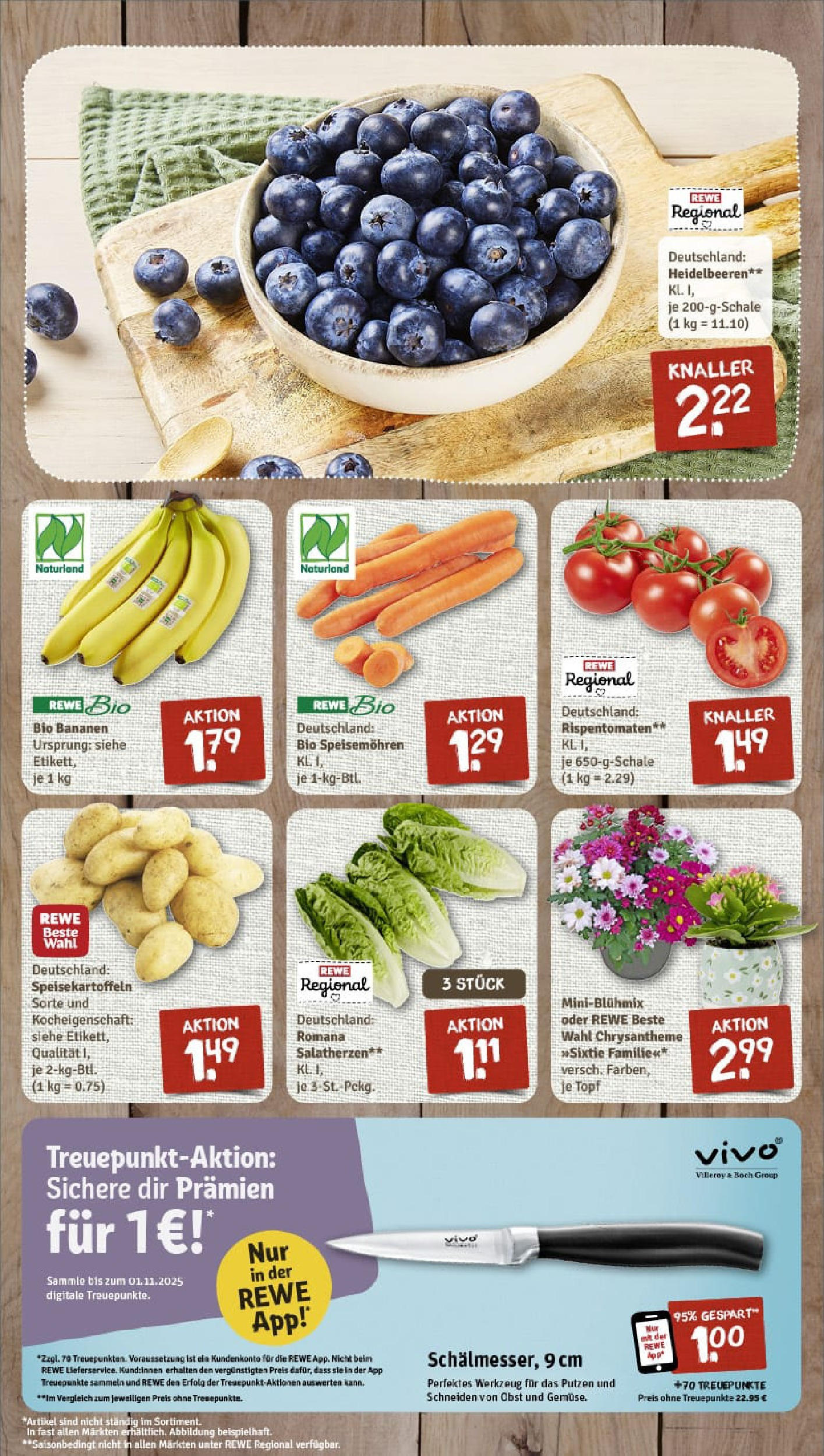 REWE Prospekt ab 03.08.2025 zum Blättern » Angebote | Seite: 3 | Produkte: Vivo, Bananen, Heidelbeeren, Obst