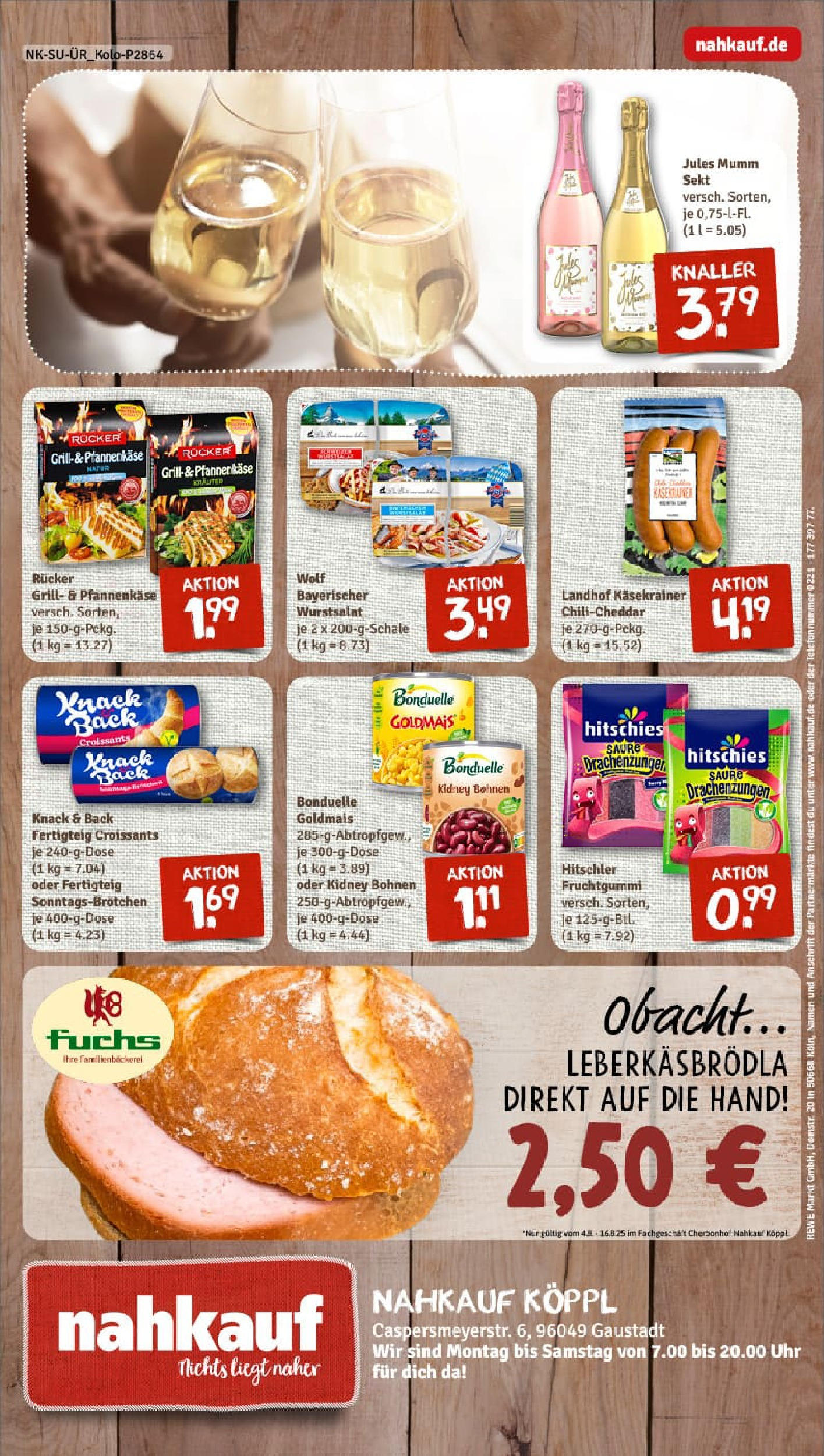 REWE Prospekt ab 03.08.2025 zum Blättern » Angebote | Seite: 8 | Produkte: Grill, Käsekrainer, Croissant, Uhr REWE Prospekt ab 03.08.2025 zum Blättern » Angebote | Seite: 8 | Produkte: Grill, Käsekrainer, Croissant, Uhr