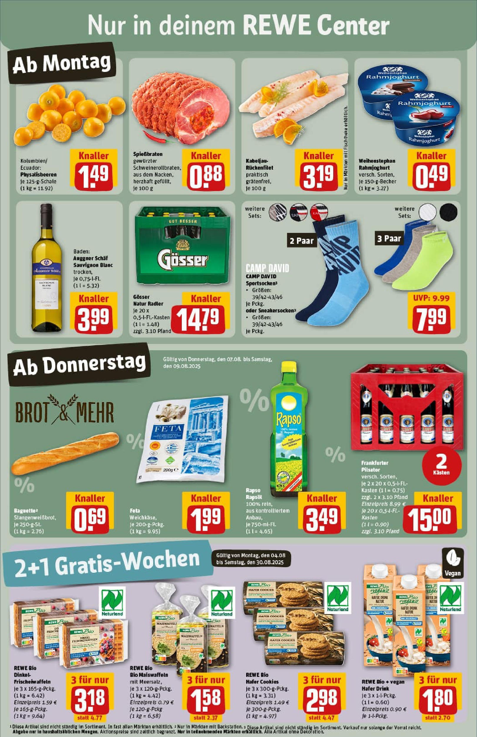 REWE Prospekt ab 03.08.2025 zum Blättern » Angebote | Seite: 3 | Produkte: Rapsöl, Baguette, Fisch, Radler REWE Prospekt ab 03.08.2025 zum Blättern » Angebote | Seite: 3 | Produkte: Rapsöl, Baguette, Fisch, Radler