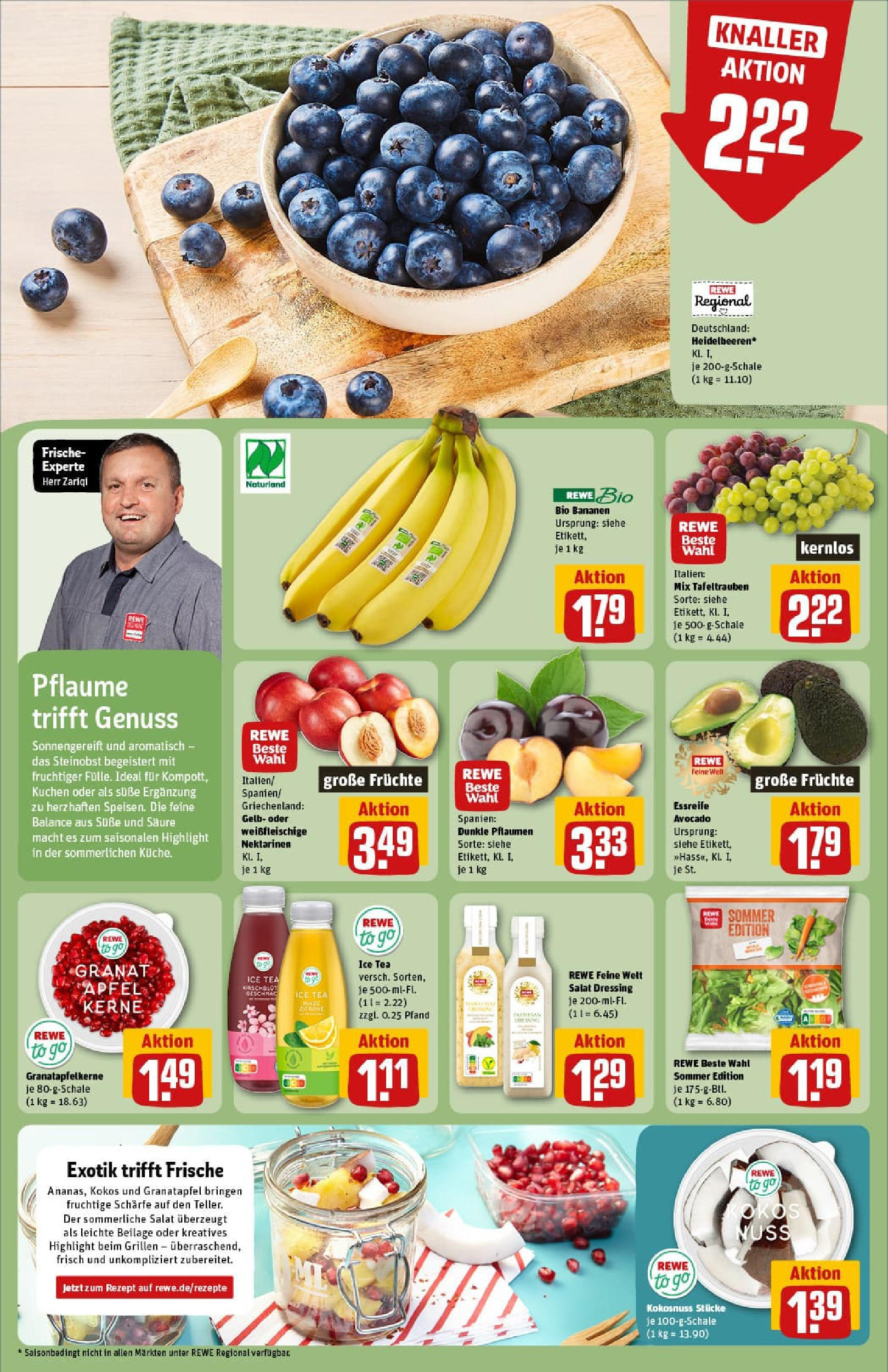 REWE Prospekt ab 03.08.2025 zum Blättern » Angebote | Seite: 6 | Produkte: Nektarinen, Bananen, Avocado, Salat REWE Prospekt ab 03.08.2025 zum Blättern » Angebote | Seite: 6 | Produkte: Nektarinen, Bananen, Avocado, Salat