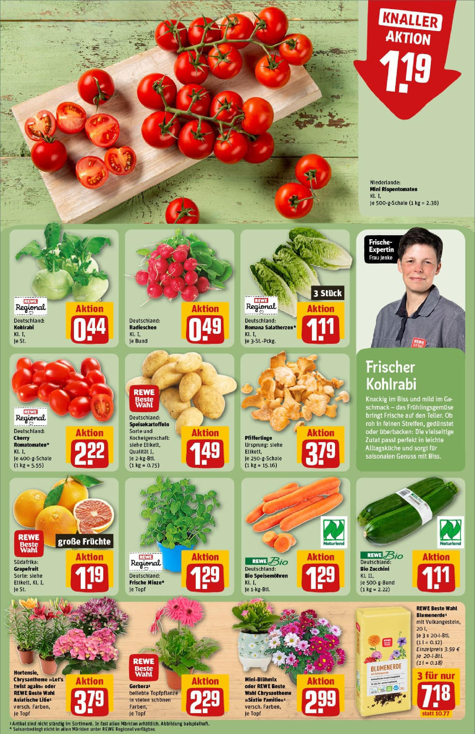 REWE Prospekt ab 03.08.2025 zum Blättern » Angebote | Seite: 7 | Produkte: Kohlrabi, Blumenerde, Grapefruit, Pfifferlinge REWE Prospekt ab 03.08.2025 zum Blättern » Angebote | Seite: 7 | Produkte: Kohlrabi, Blumenerde, Grapefruit, Pfifferlinge