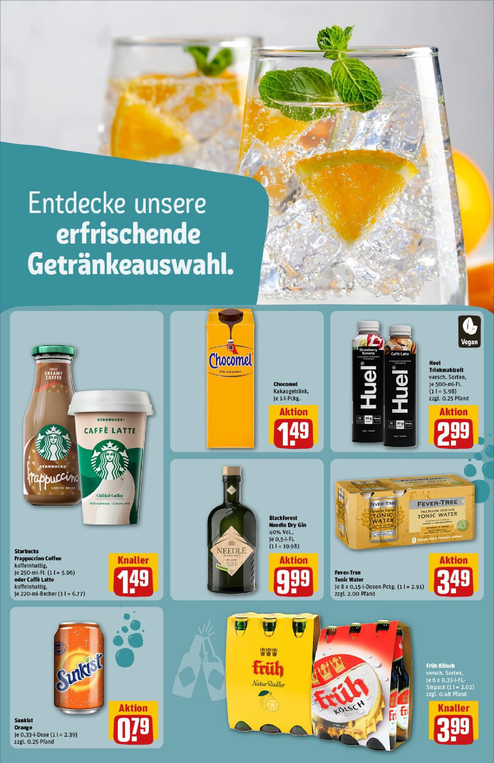 REWE Prospekt ab 03.08.2025 zum Blättern » Angebote | Seite: 18 | Produkte: Starbucks, Radler, Chocomel, Gin REWE Prospekt ab 03.08.2025 zum Blättern » Angebote | Seite: 18 | Produkte: Starbucks, Radler, Chocomel, Gin
