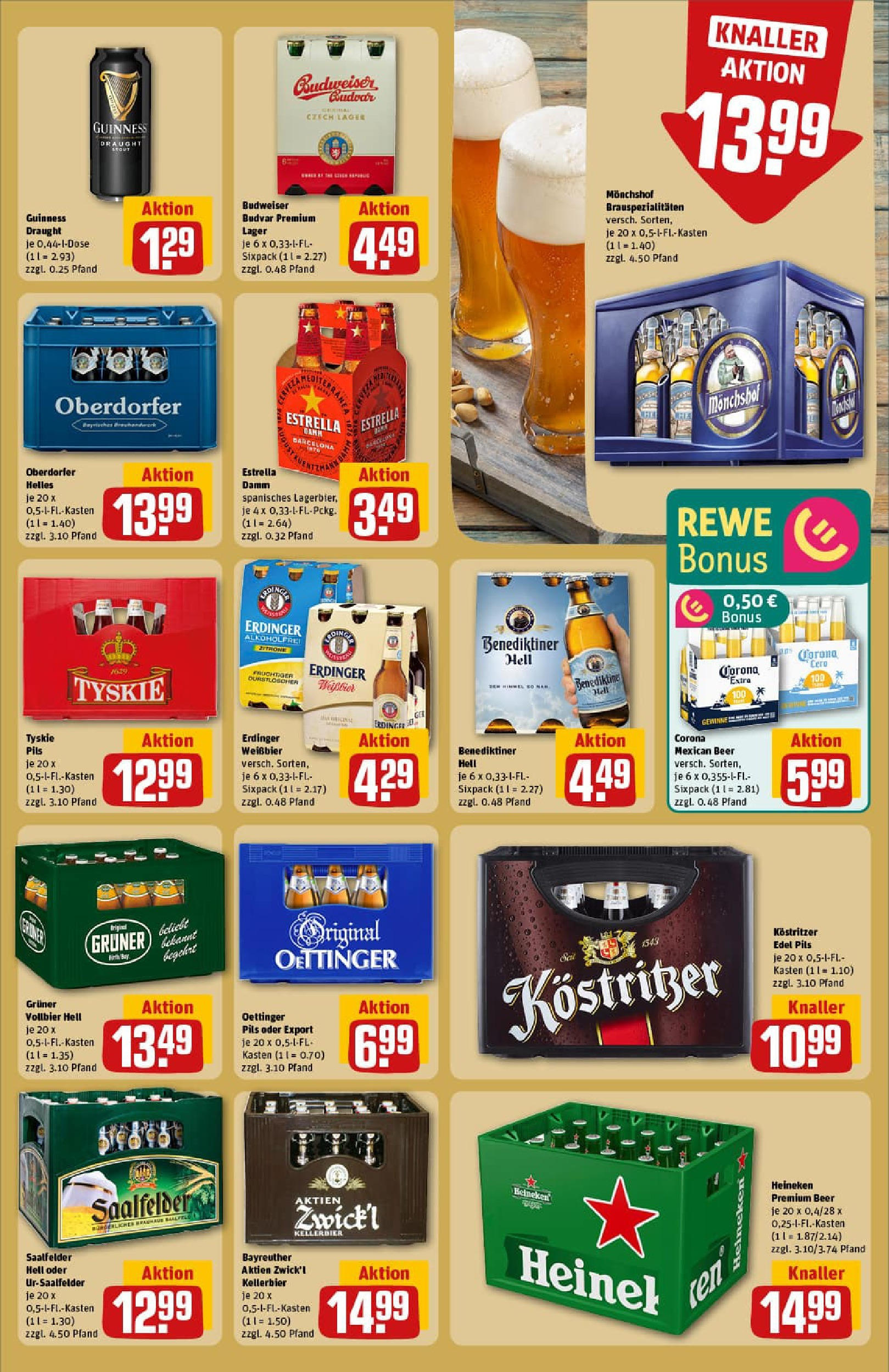 REWE Prospekt ab 03.08.2025 zum Blättern » Angebote | Seite: 23 | Produkte: Erdinger, Kostritzer, Heineken, Budweiser