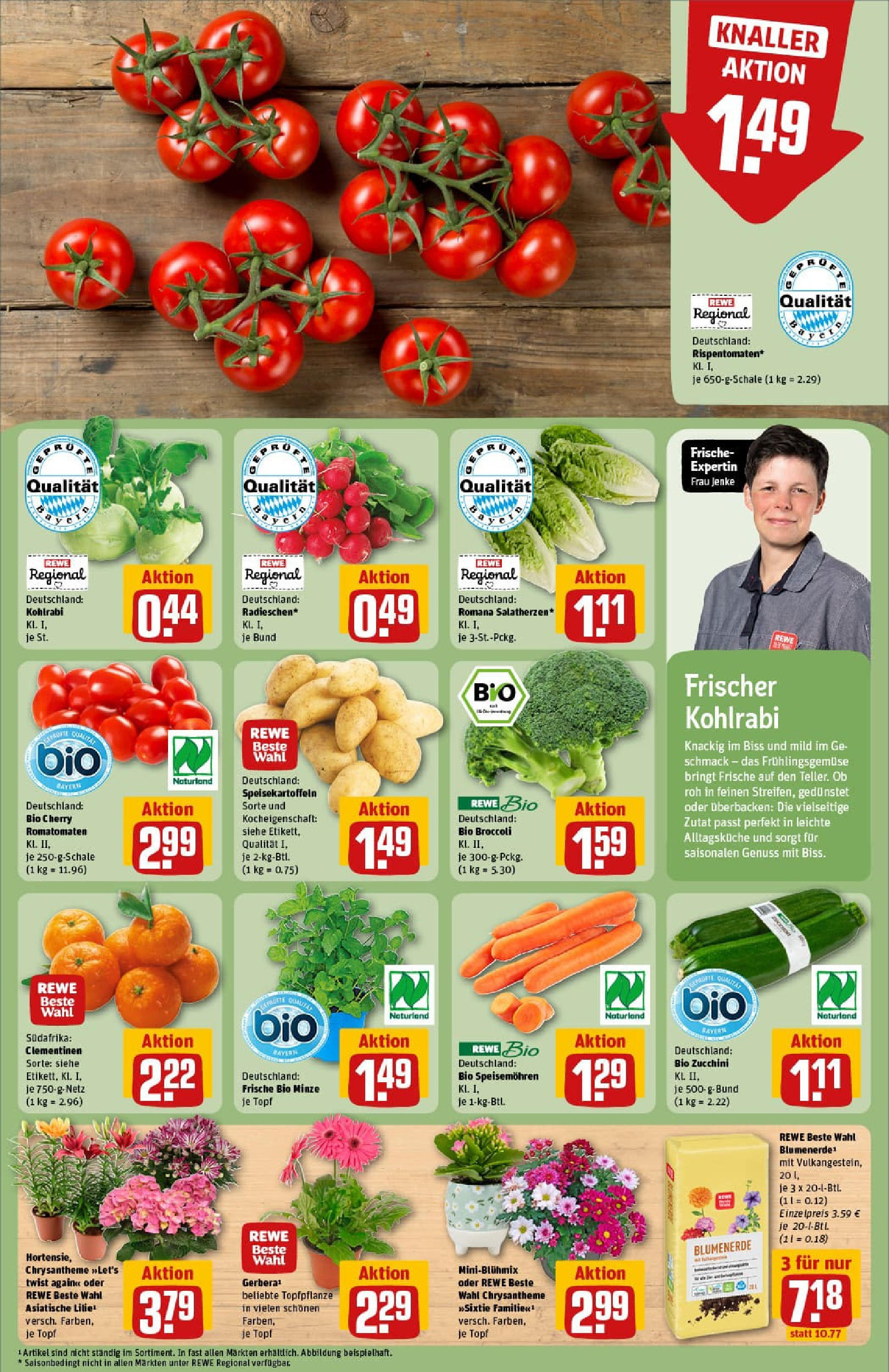 REWE Prospekt ab 03.08.2025 zum Blättern » Angebote | Seite: 7 | Produkte: Kohlrabi, Blumenerde, Zucchini