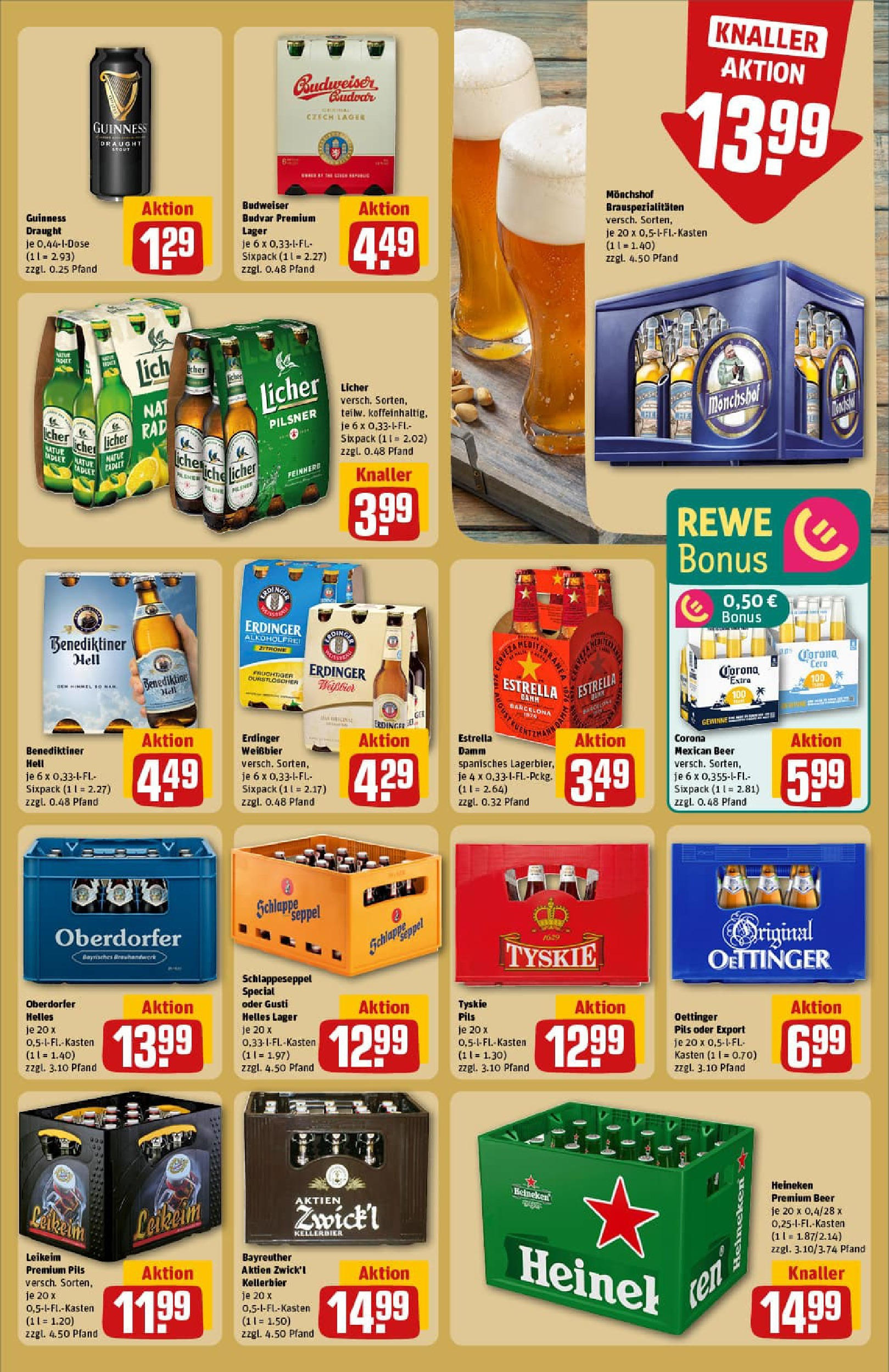 REWE Prospekt ab 03.08.2025 zum Blättern » Angebote | Seite: 21 | Produkte: Monchshof, Weißbier, Heineken, Budweiser REWE Prospekt ab 03.08.2025 zum Blättern » Angebote | Seite: 21 | Produkte: Monchshof, Weißbier, Heineken, Budweiser