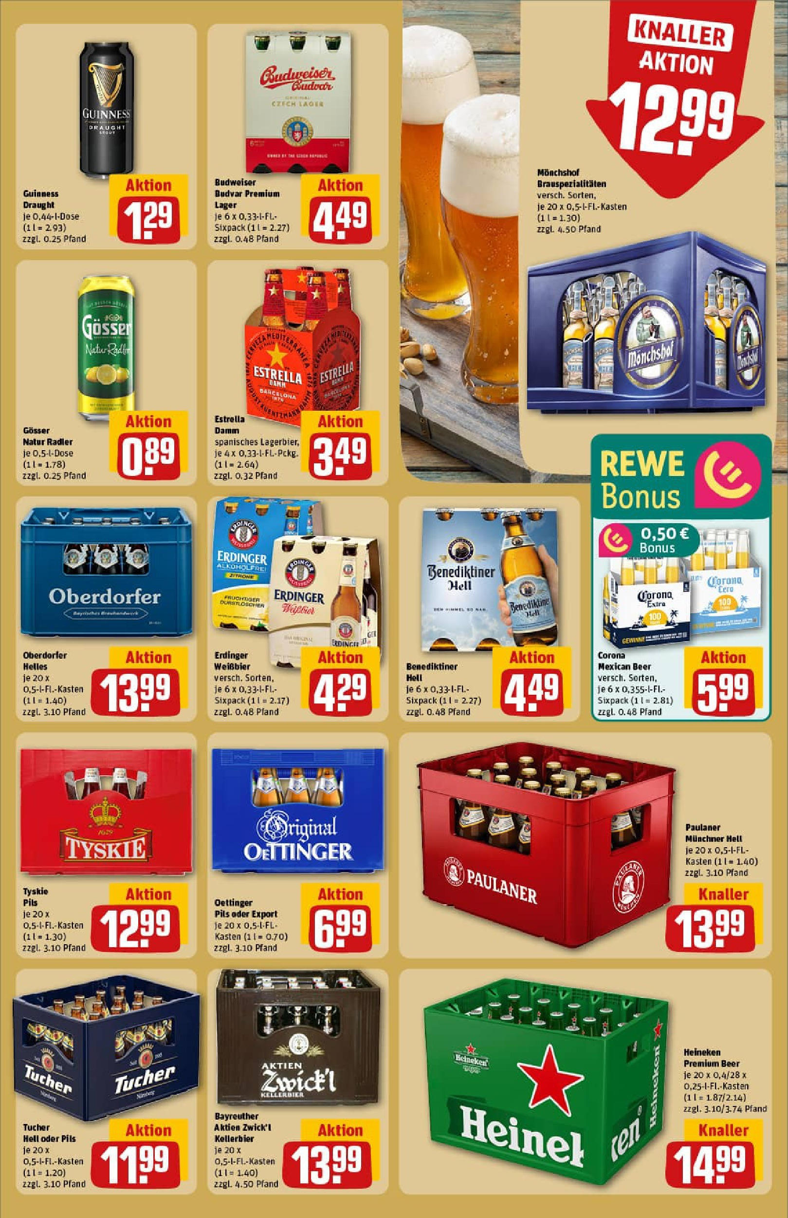 REWE Prospekt ab 03.08.2025 zum Blättern » Angebote | Seite: 23 | Produkte: Monchshof, Weißbier, Heineken, Paulaner