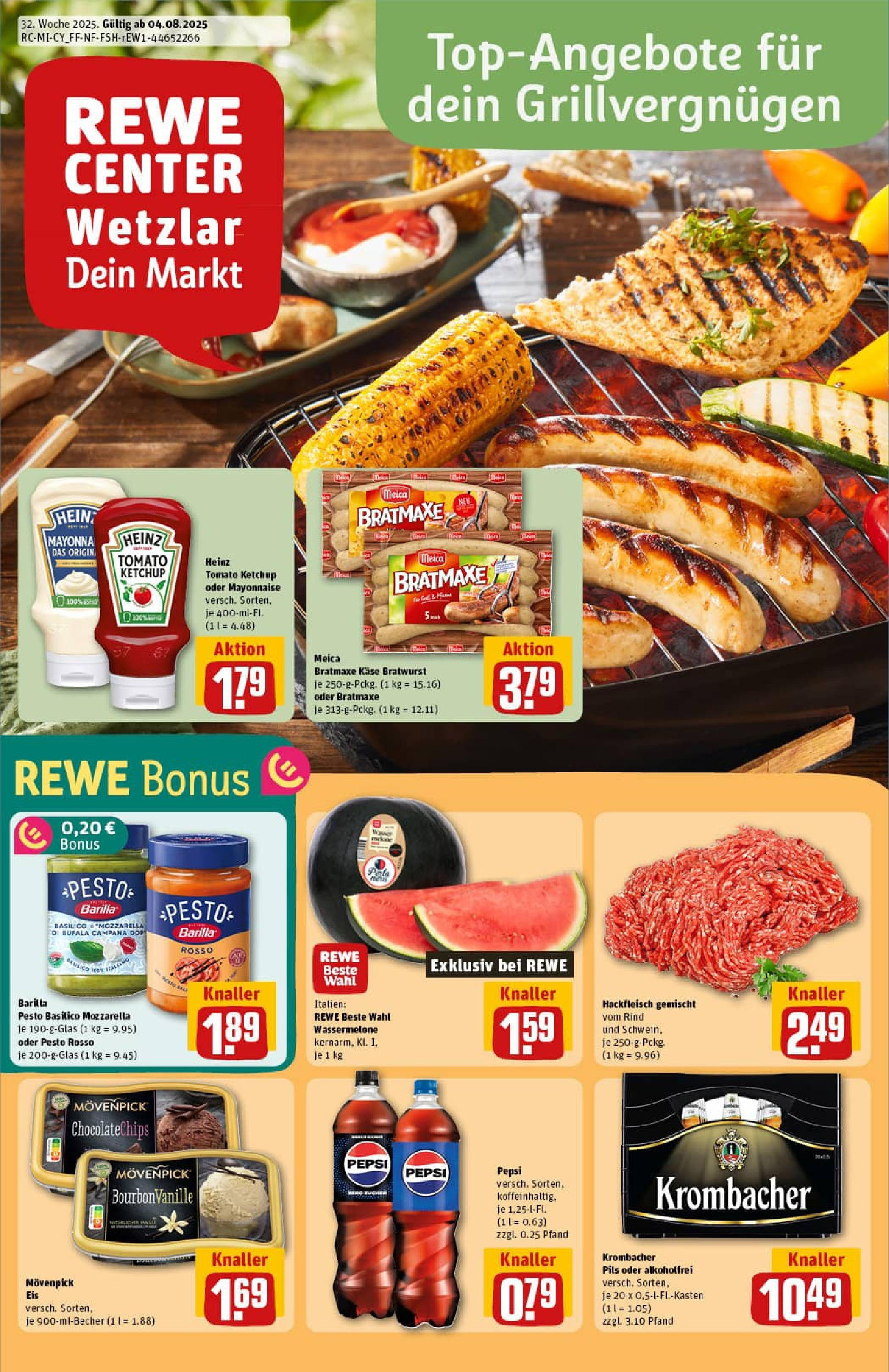 REWE Prospekt ab 03.08.2025 zum Blättern » Angebote | Seite: 1 | Produkte: Käse, Mozzarella, Ketchup, Eis REWE Prospekt ab 03.08.2025 zum Blättern » Angebote | Seite: 1 | Produkte: Käse, Mozzarella, Ketchup, Eis