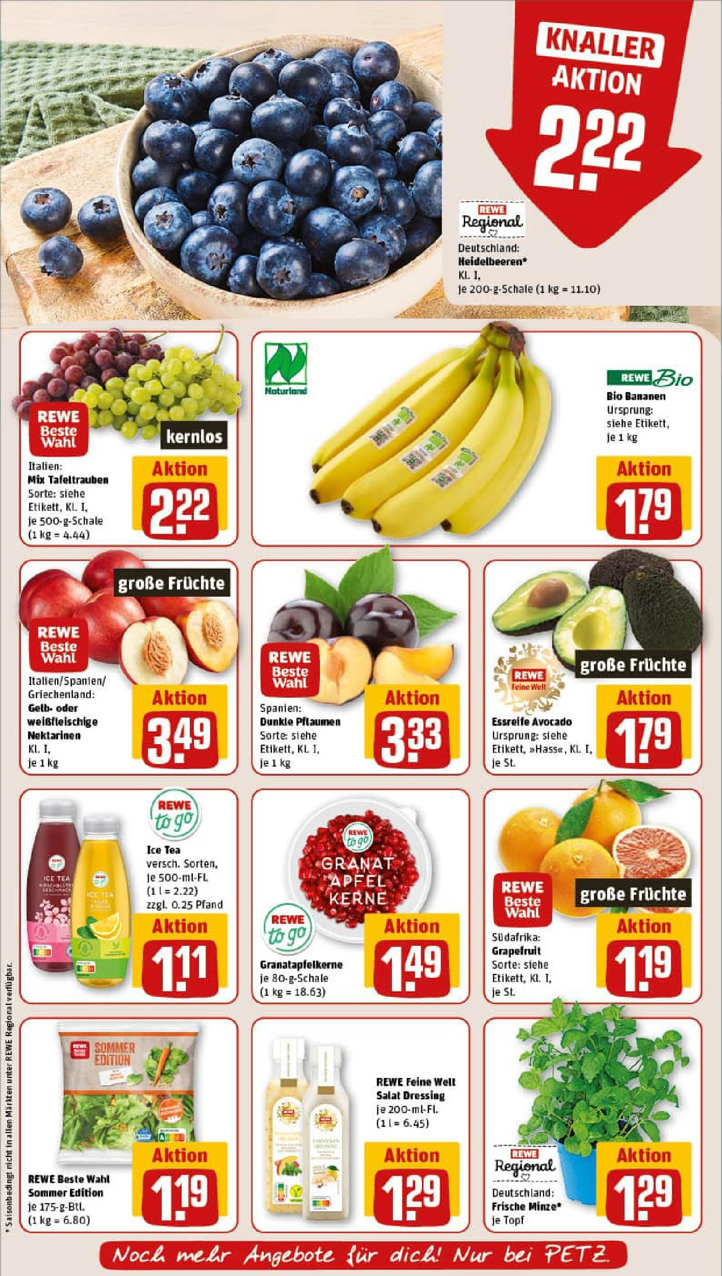 REWE Prospekt ab 03.08.2025 zum Blättern » Angebote | Seite: 6 | Produkte: Dressing, Bananen, Avocado, Salat REWE Prospekt ab 03.08.2025 zum Blättern » Angebote | Seite: 6 | Produkte: Dressing, Bananen, Avocado, Salat