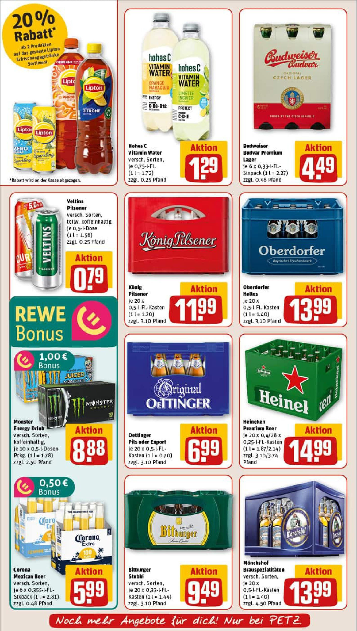 REWE Prospekt ab 03.08.2025 zum Blättern » Angebote | Seite: 16 | Produkte: Heineken, Monster, Hohes c, Budweiser REWE Prospekt ab 03.08.2025 zum Blättern » Angebote | Seite: 16 | Produkte: Heineken, Monster, Hohes c, Budweiser