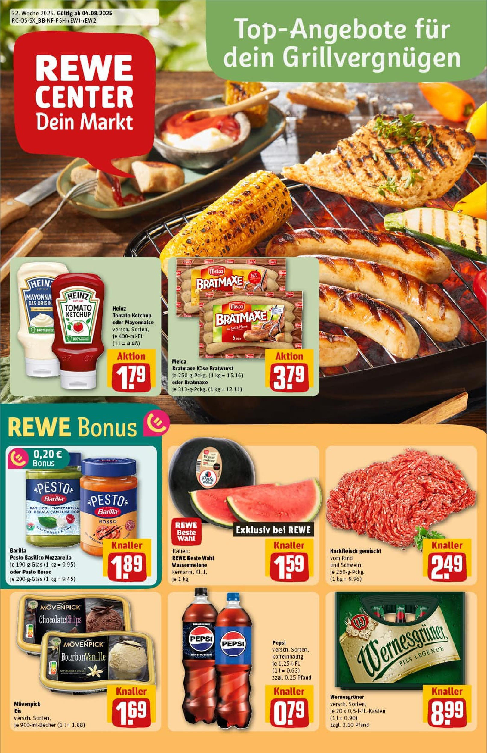REWE Prospekt ab 03.08.2025 zum Blättern » Angebote | Seite: 1 | Produkte: Mayonnaise, Wassermelone, Ketchup, Eis REWE Prospekt ab 03.08.2025 zum Blättern » Angebote | Seite: 1 | Produkte: Mayonnaise, Wassermelone, Ketchup, Eis