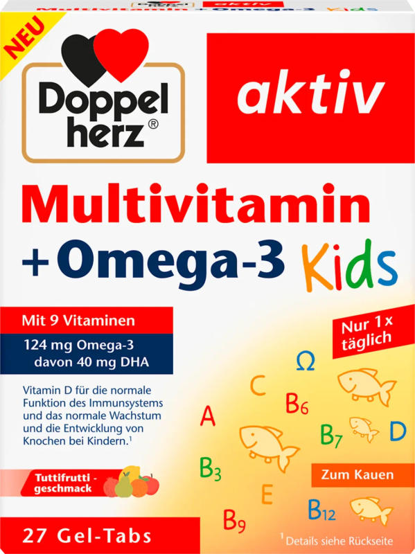 Doppelherz Multivitamin + Omega 3 Kids Gel-Tabs 27 St