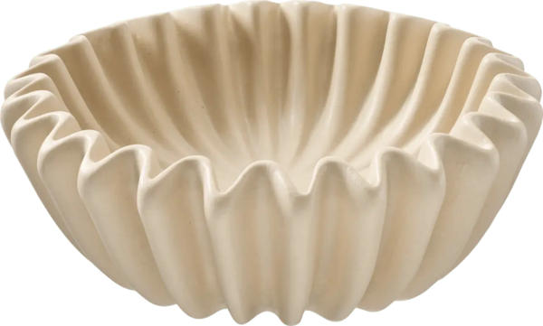 BOLTZE Schale aus Porzellan geriffelt, beige (20x20x7 cm)
