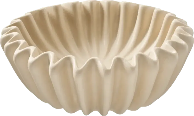BOLTZE Schale aus Porzellan geriffelt, beige (20x20x7 cm)