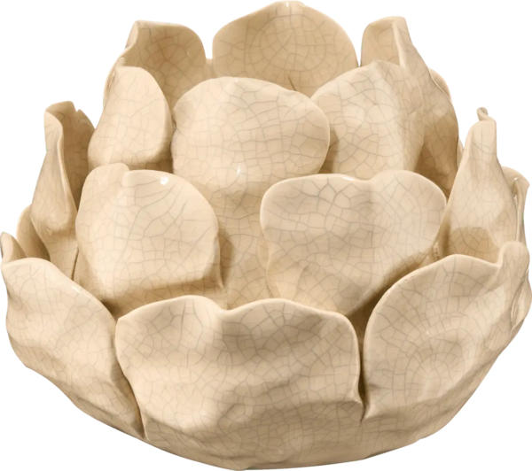 BOLTZE Kerzenhalter aus Steingut, beige (13x10 cm)