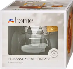 dm home Teekanne aus Borosilikatglas, klar